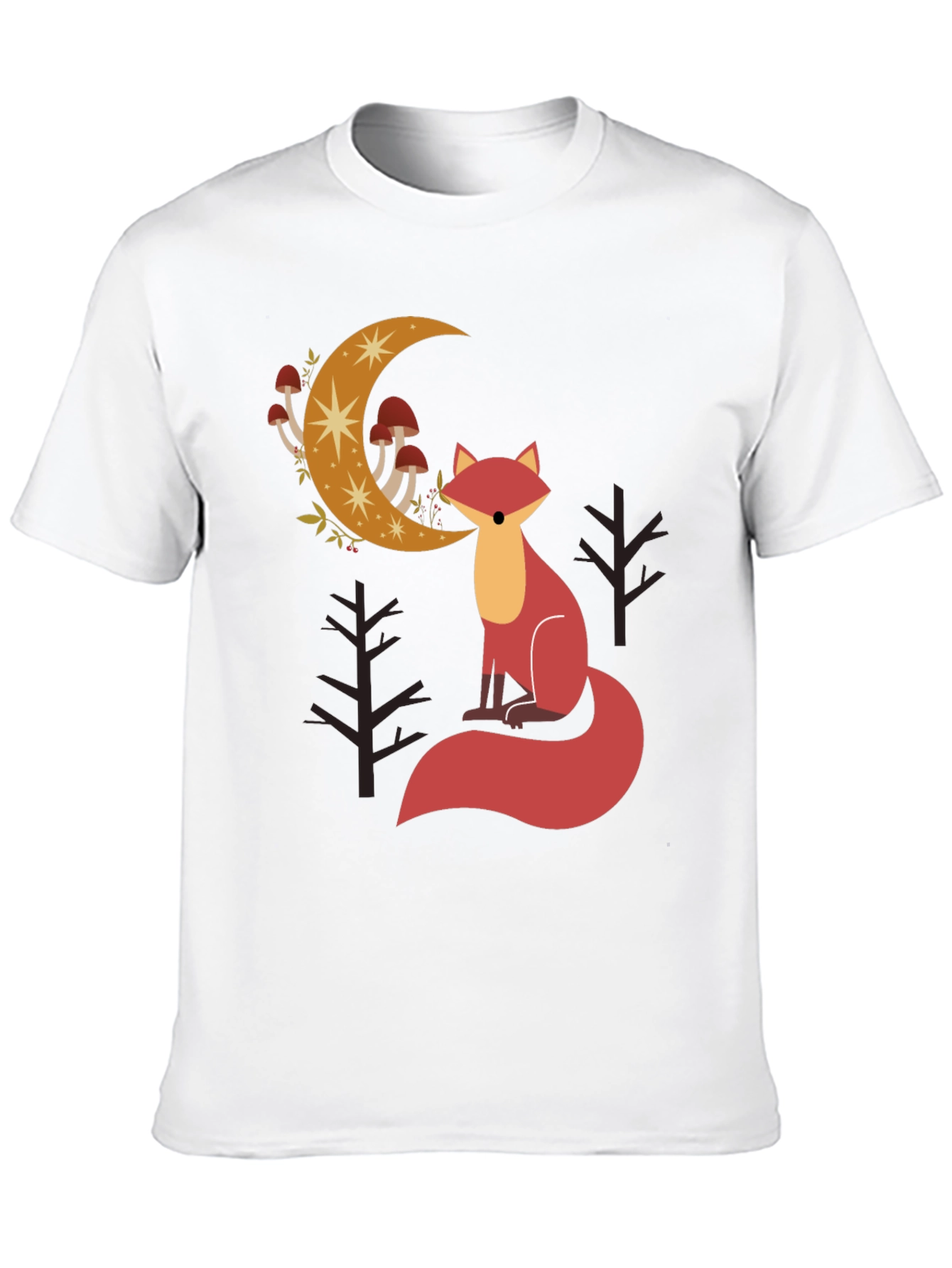Fox and Moon Graphic Tee - Black Cotton Blend