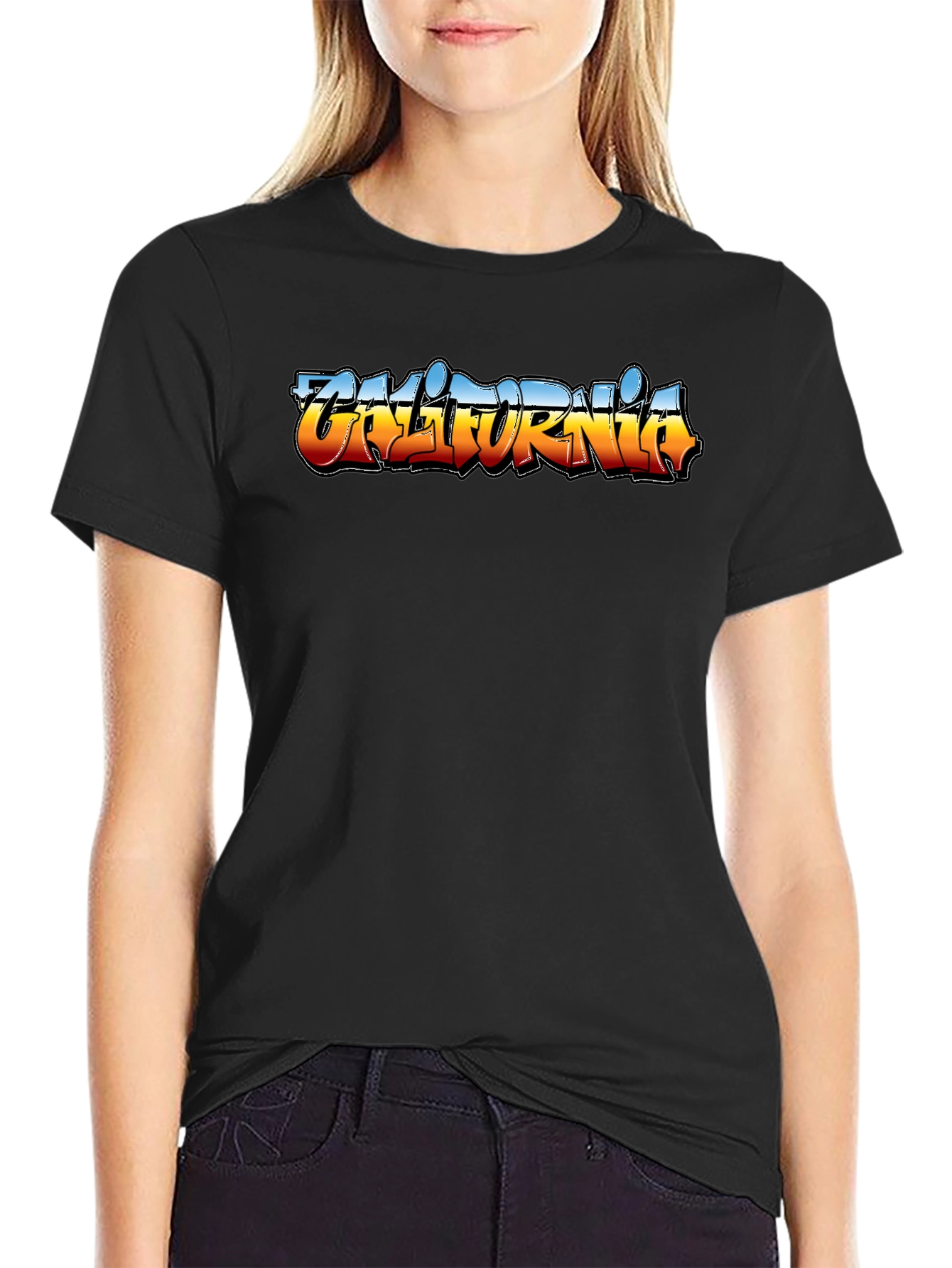 California Graffiti T-Shirt - Black Crew Neck Tee