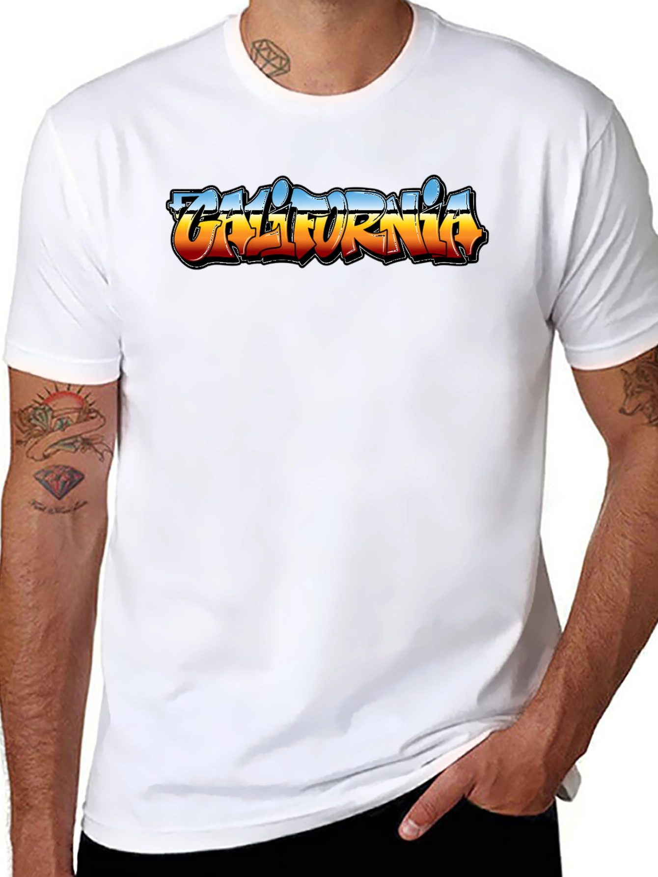 California Graffiti T-Shirt - Black Crew Neck Tee