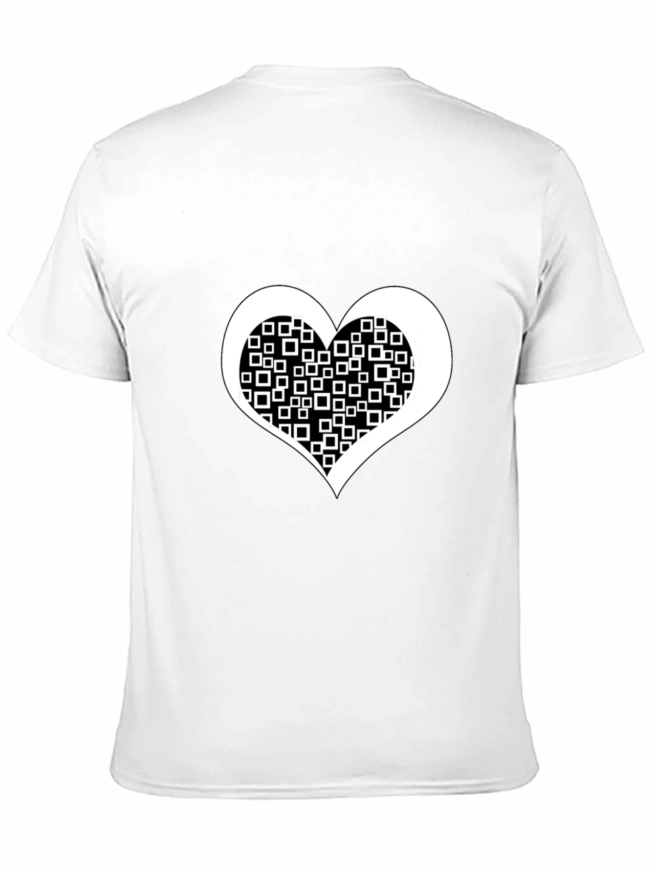 Black Tee with White Square Heart Design