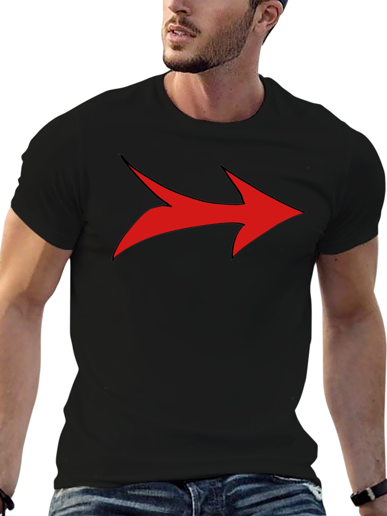 Bold Arrow Graphic Tee - Stylish Mens Black T-Shirt