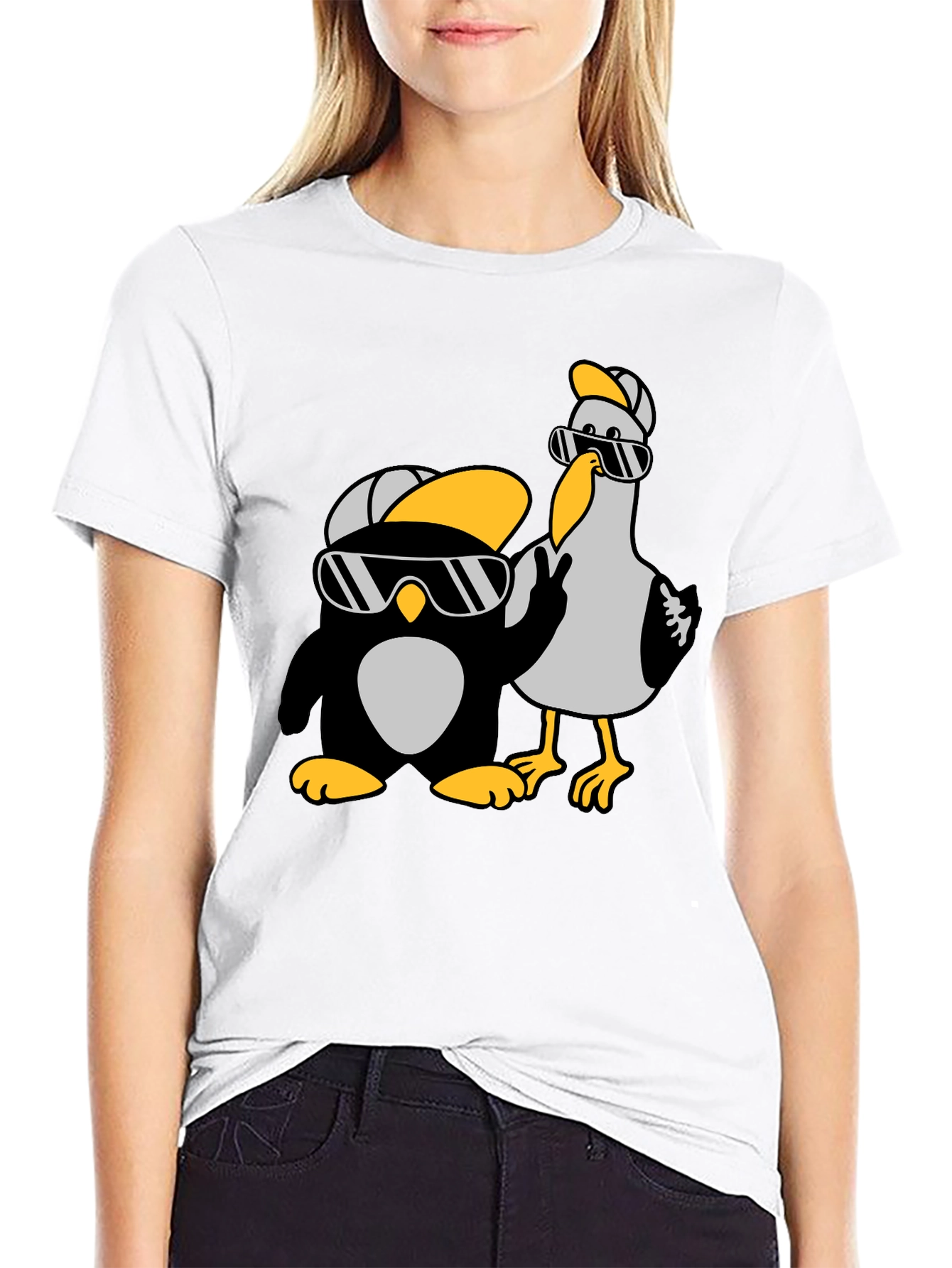 Cool Cartoon Animal Graphic Tee - Black