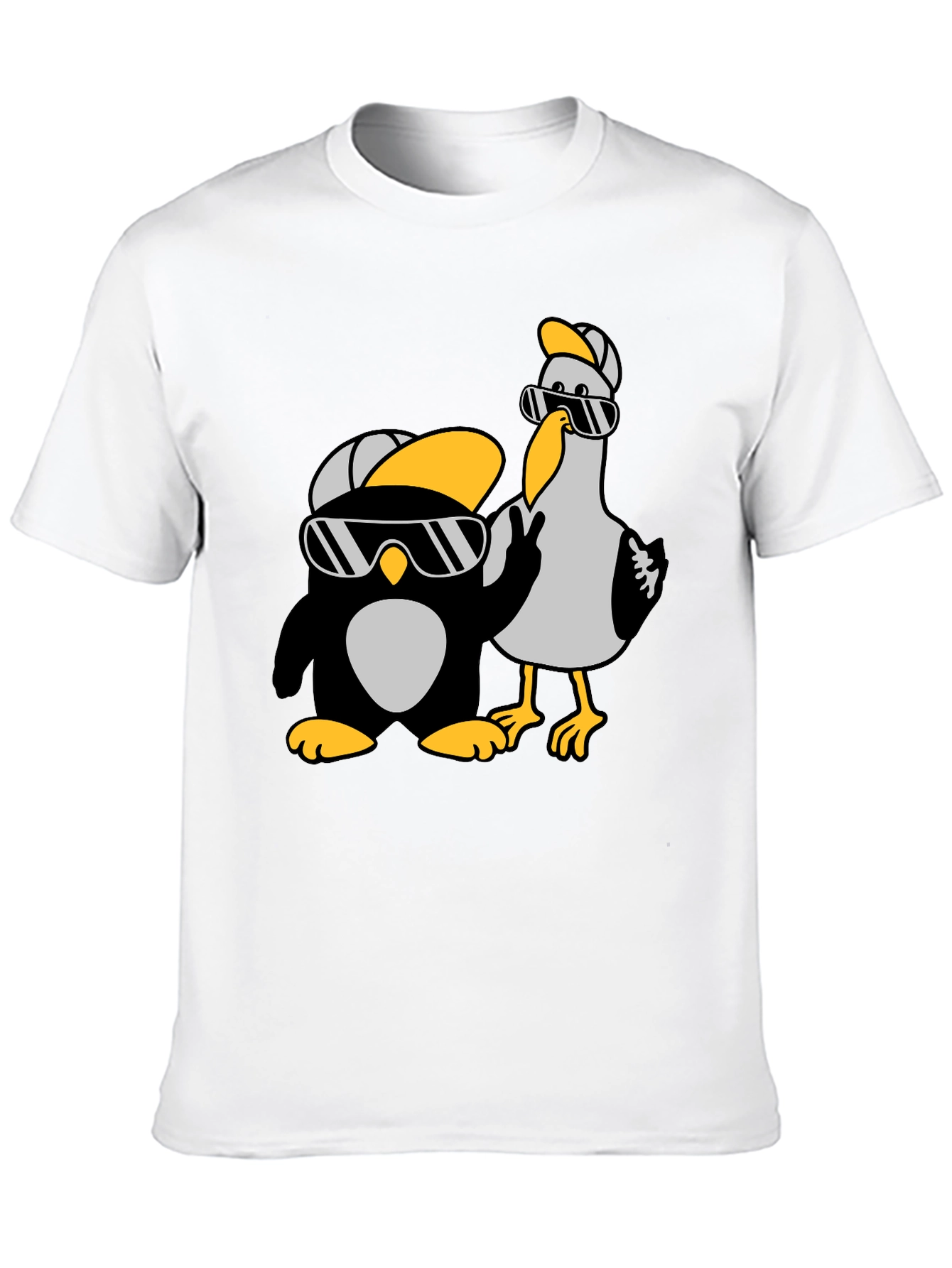 Cool Cartoon Animal Graphic Tee - Black