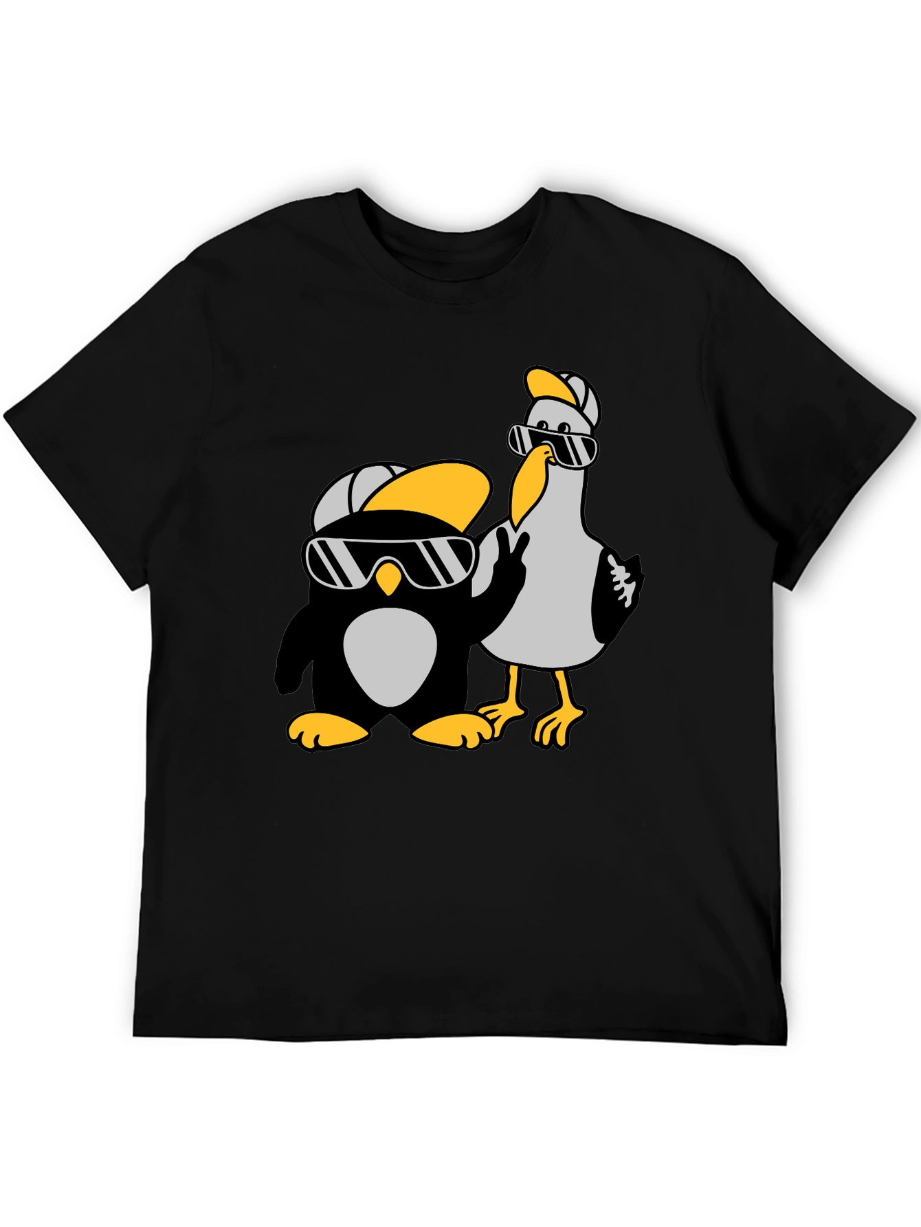 Cool Cartoon Animal Graphic Tee - Black