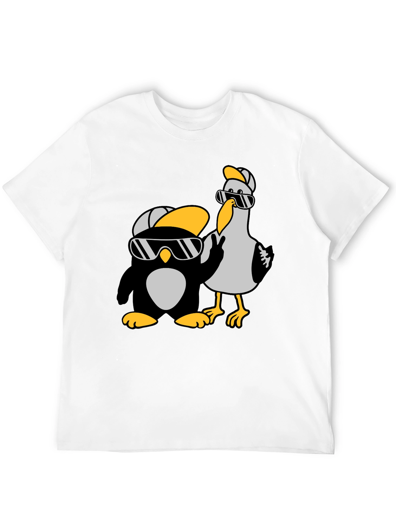 Cool Cartoon Animal Graphic Tee - Black