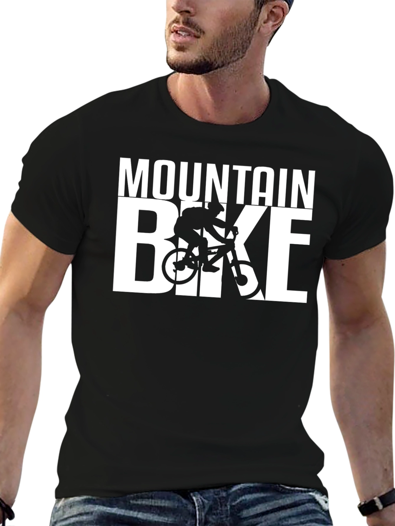 Mountain Bike Graphic T-Shirt - Black Casual Tee