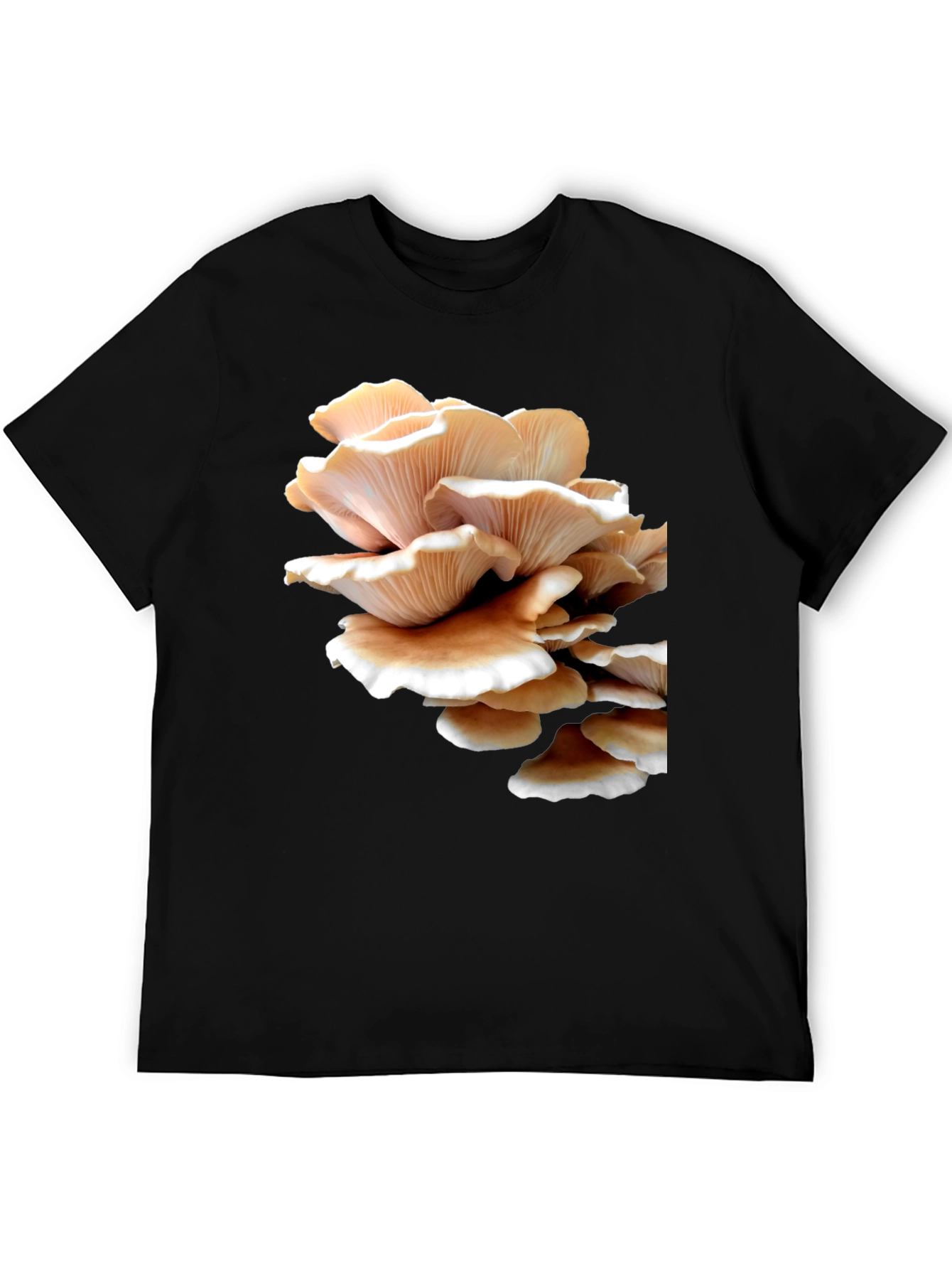 Mushroom Print Black Tee - Unique Graphic T-Shirt