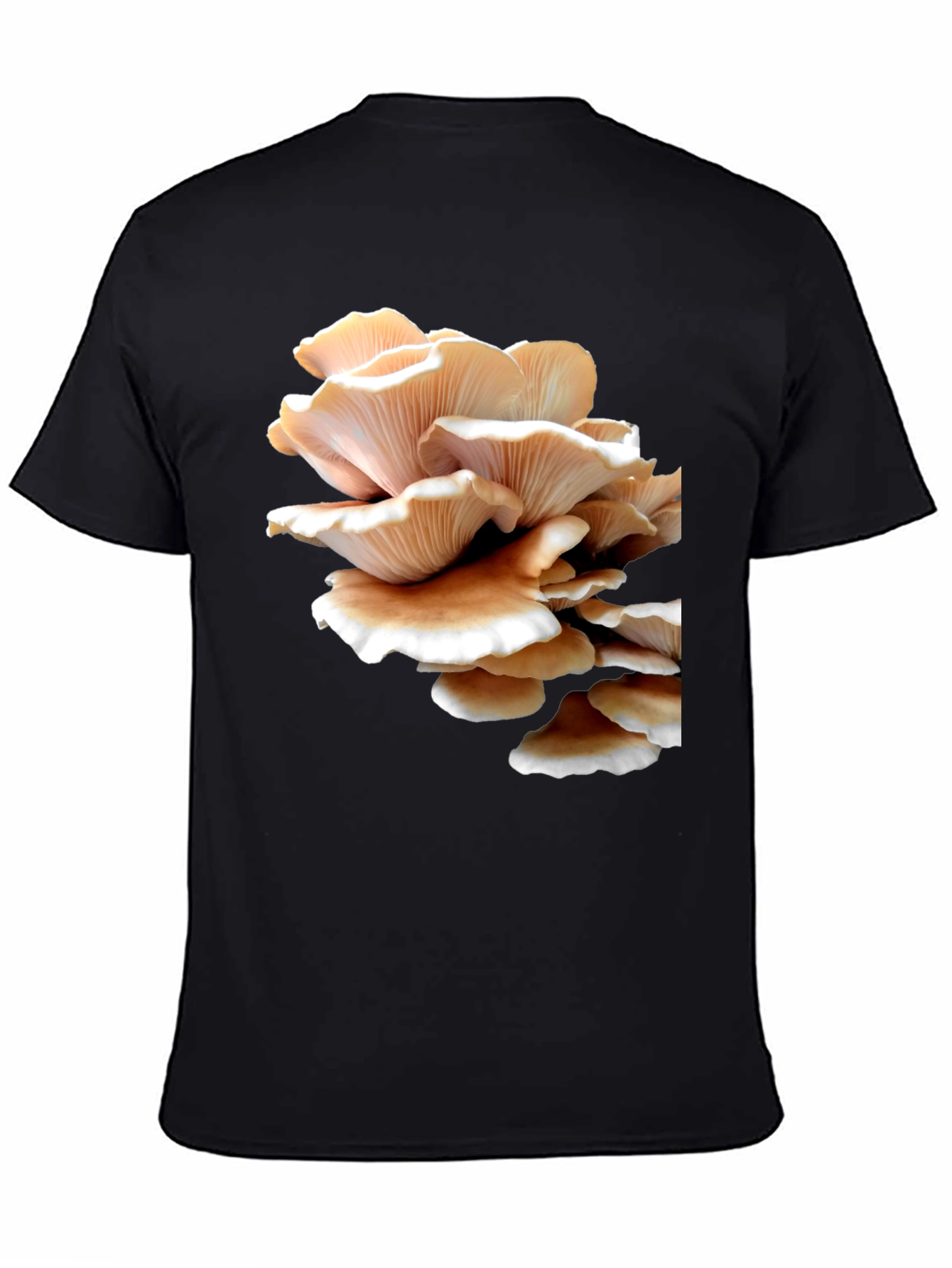 Mushroom Print Black Tee - Unique Graphic T-Shirt