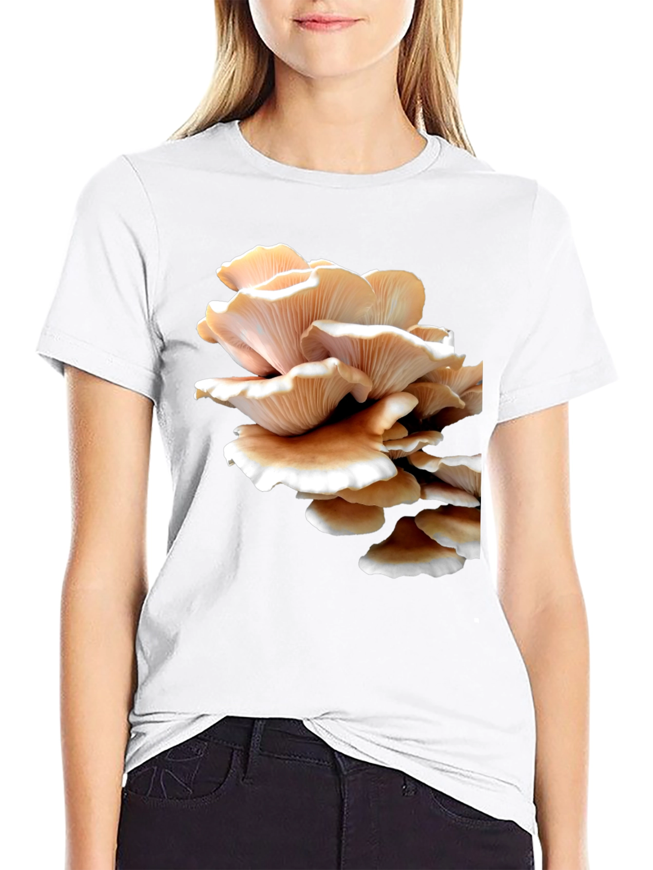 Mushroom Print Black Tee - Unique Graphic T-Shirt