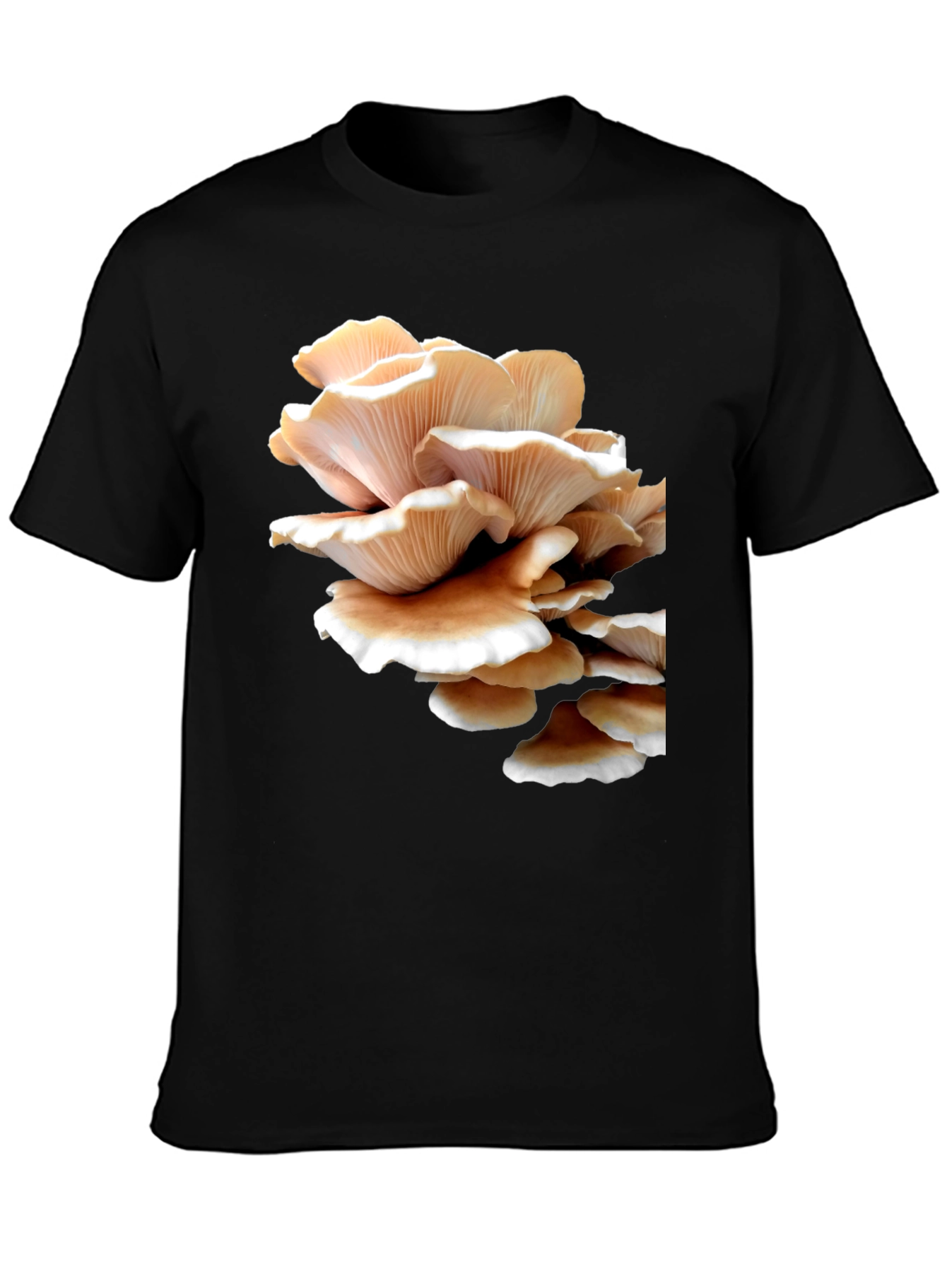 Mushroom Print Black Tee - Unique Graphic T-Shirt