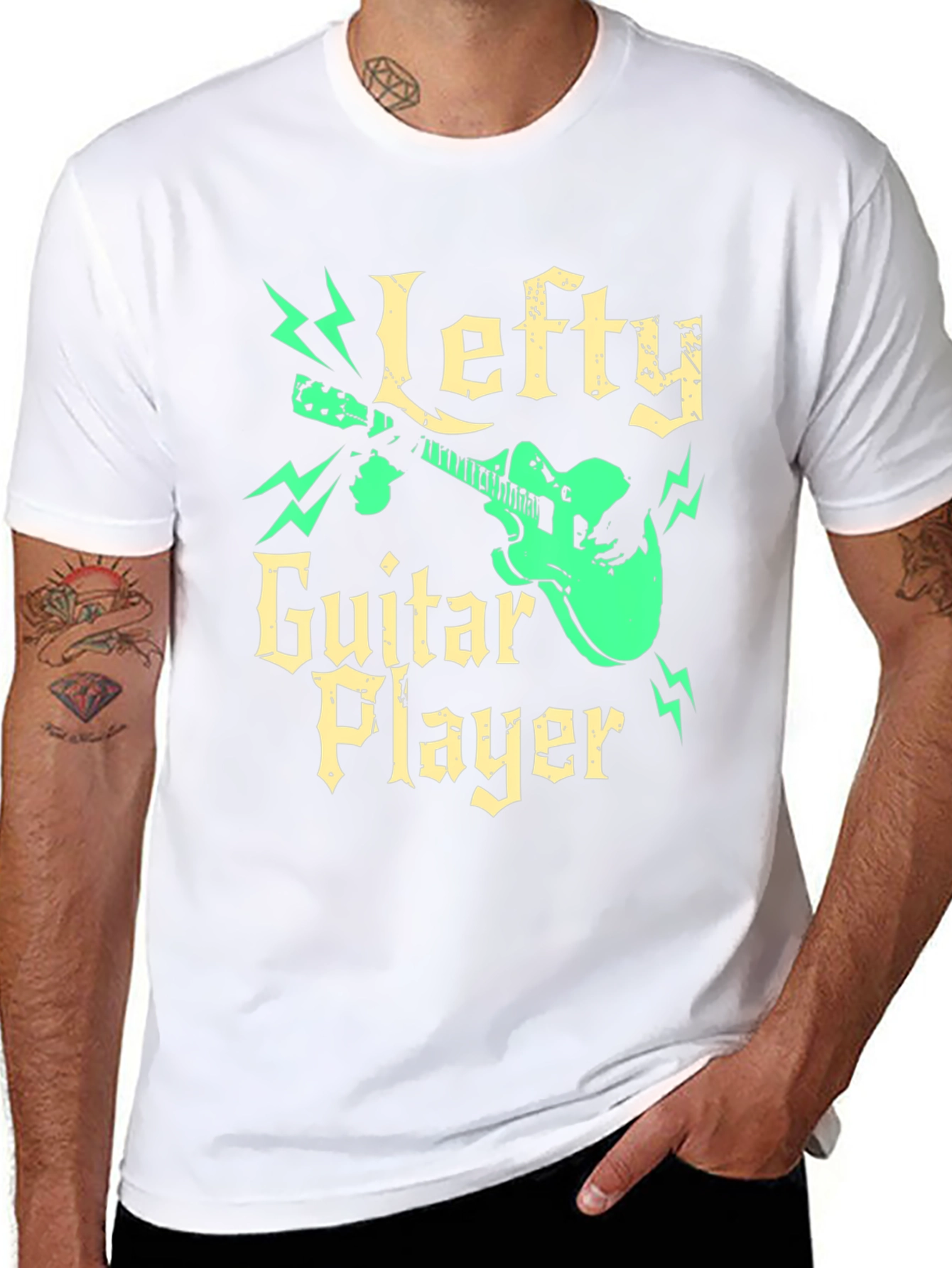 Lefty Guitar Player Black Graphic Tee