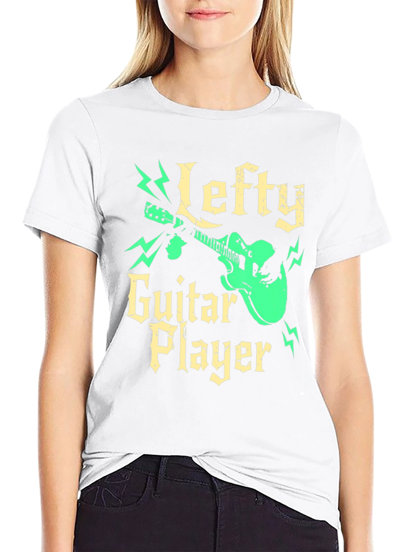 Lefty Guitar Player Black Graphic Tee