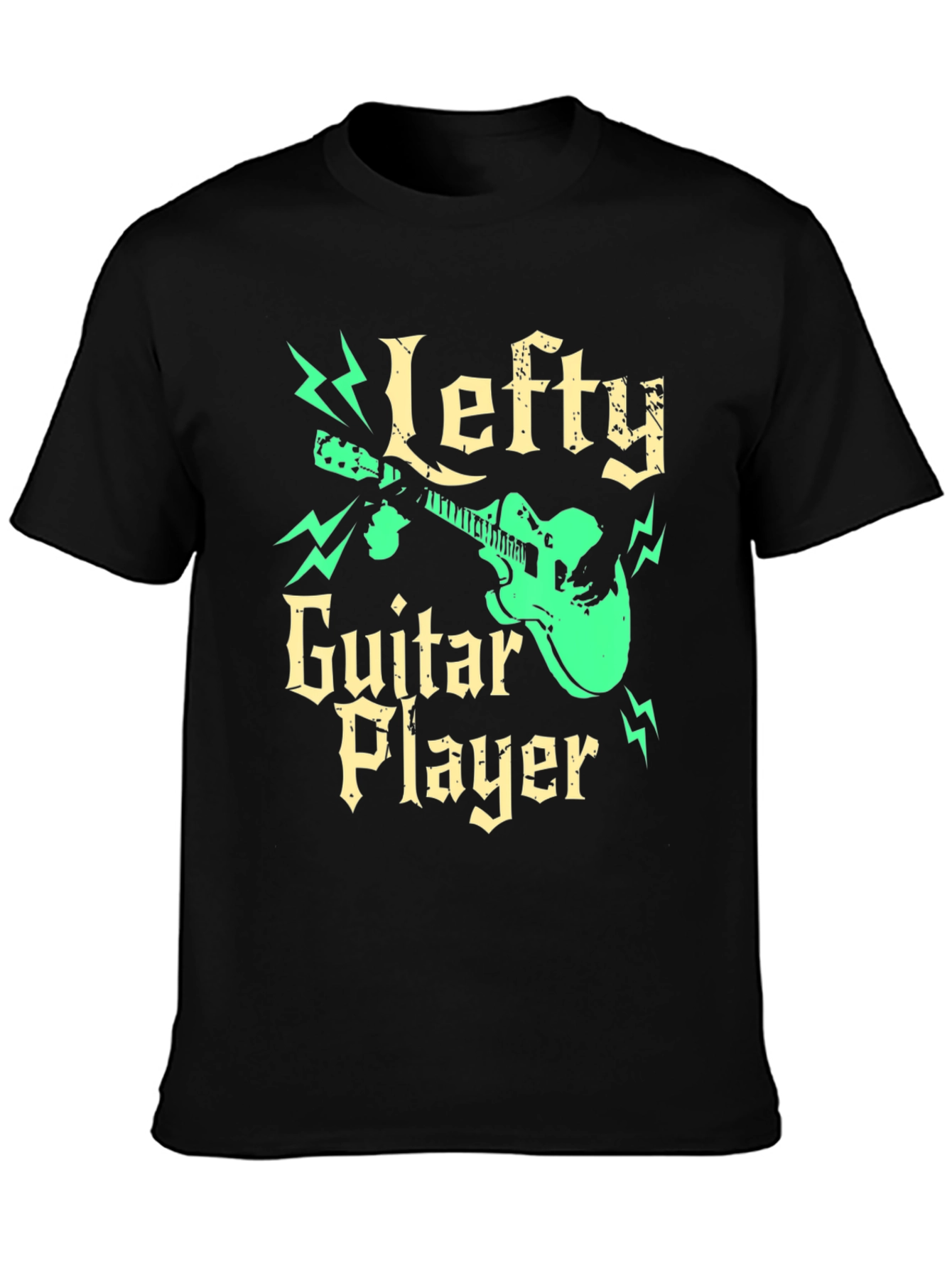 Lefty Guitar Player Black Graphic Tee