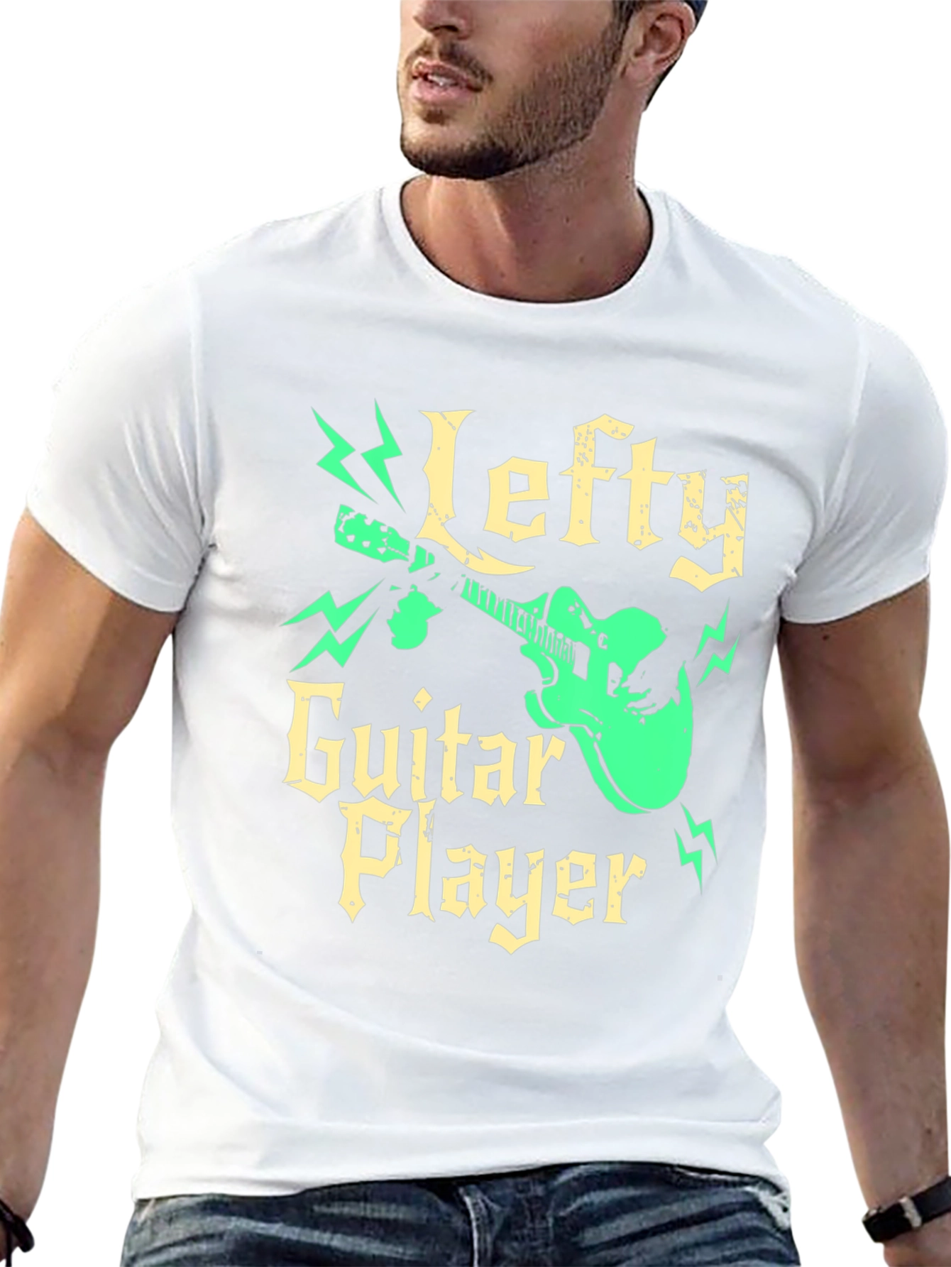 Lefty Guitar Player Black Graphic Tee