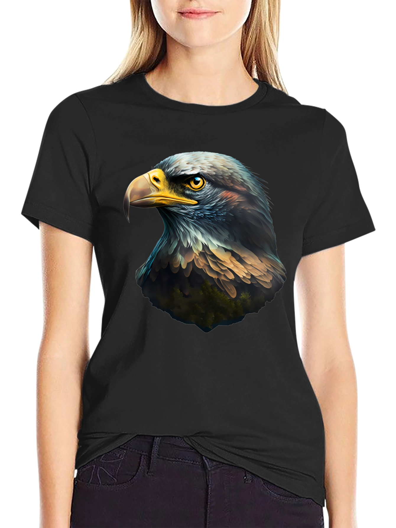 Eagle Head Graphic Black T-Shirt