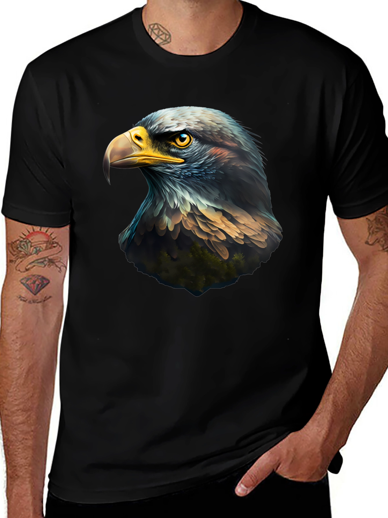 Eagle Head Graphic Black T-Shirt