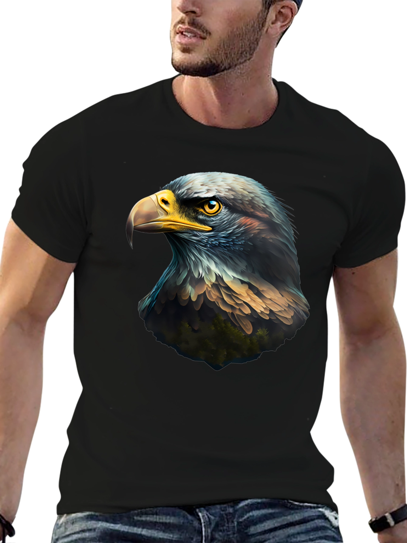 Eagle Head Graphic Black T-Shirt
