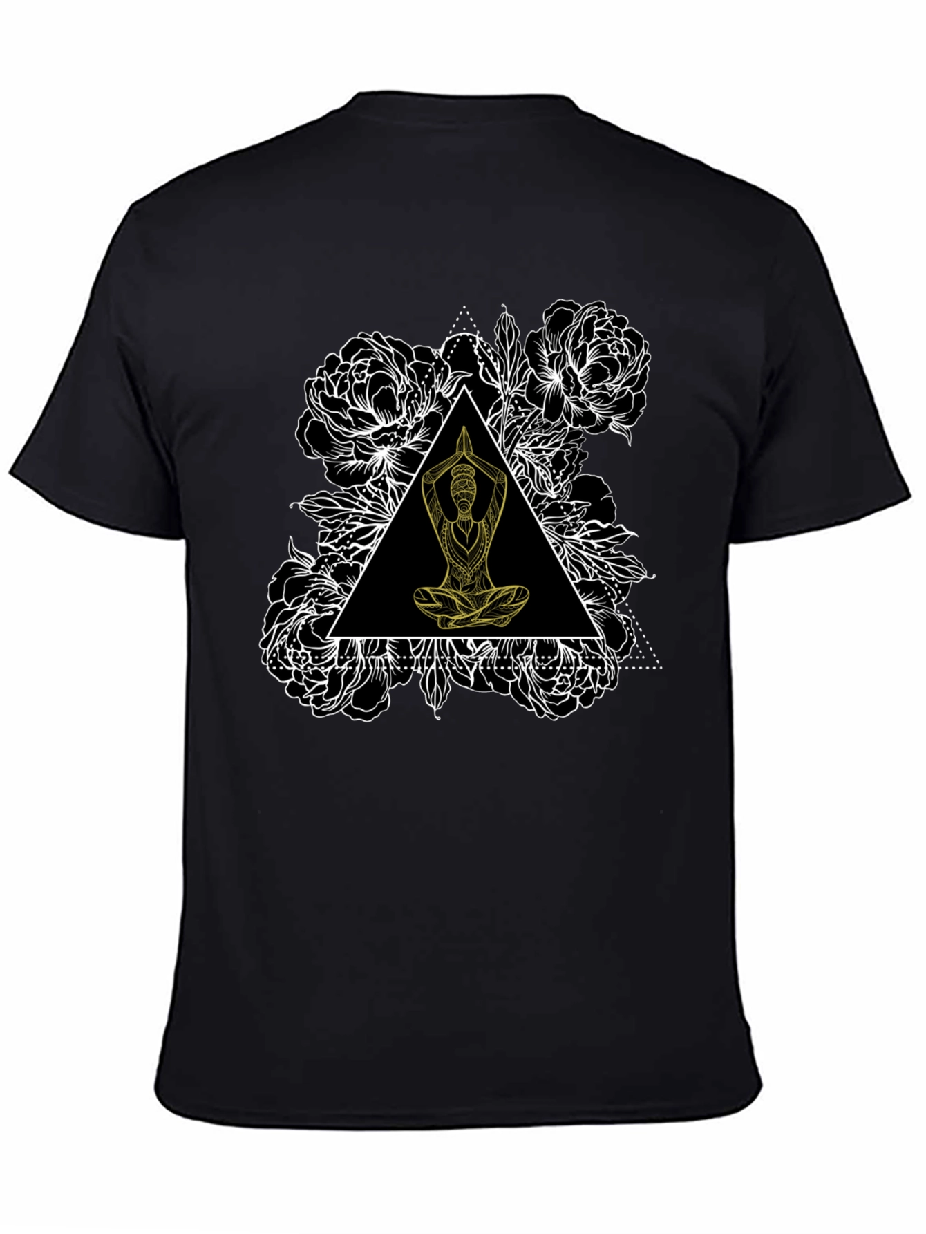 Yoga Floral Triangle Graphic Tee - Black