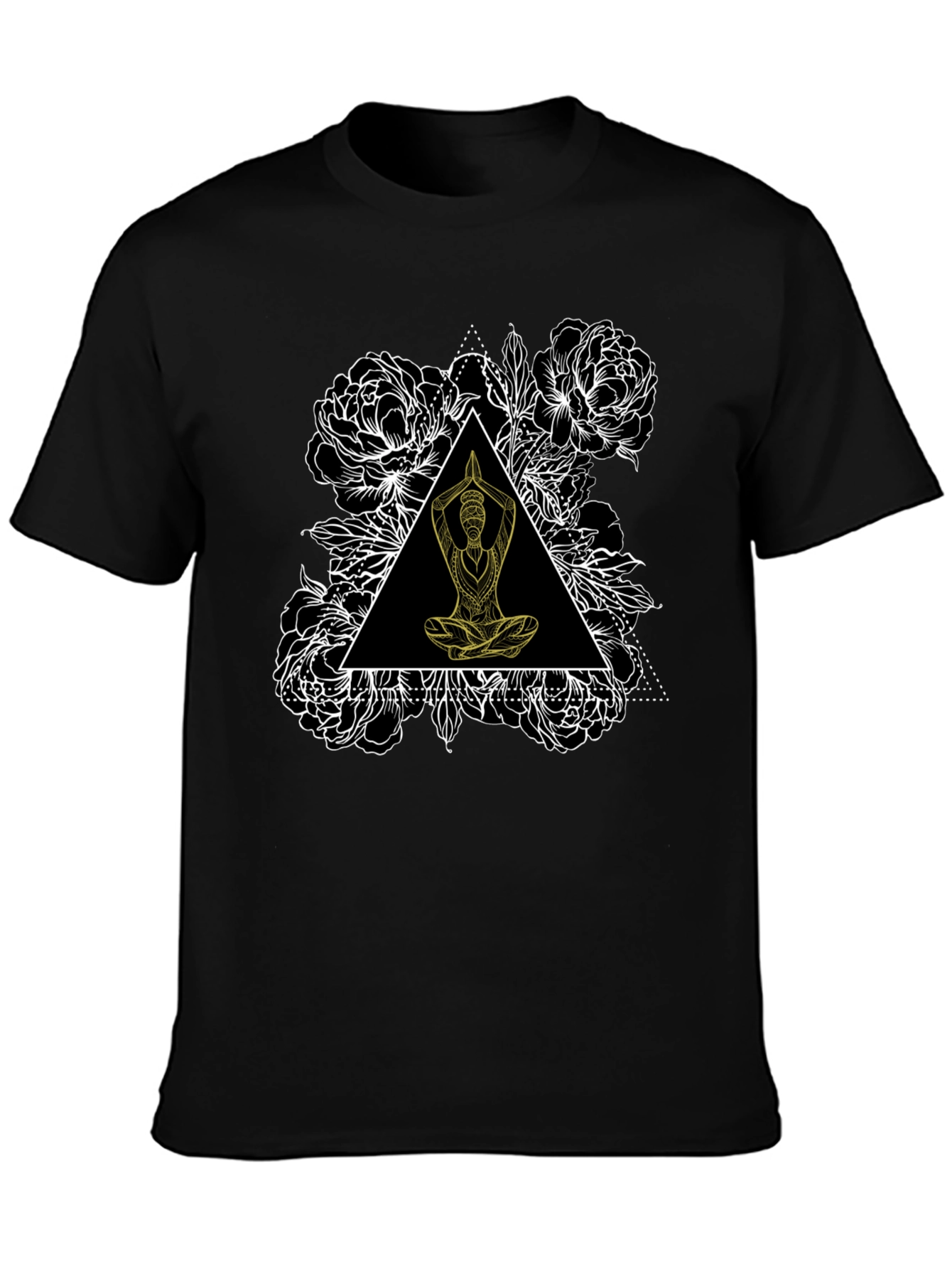 Yoga Floral Triangle Graphic Tee - Black
