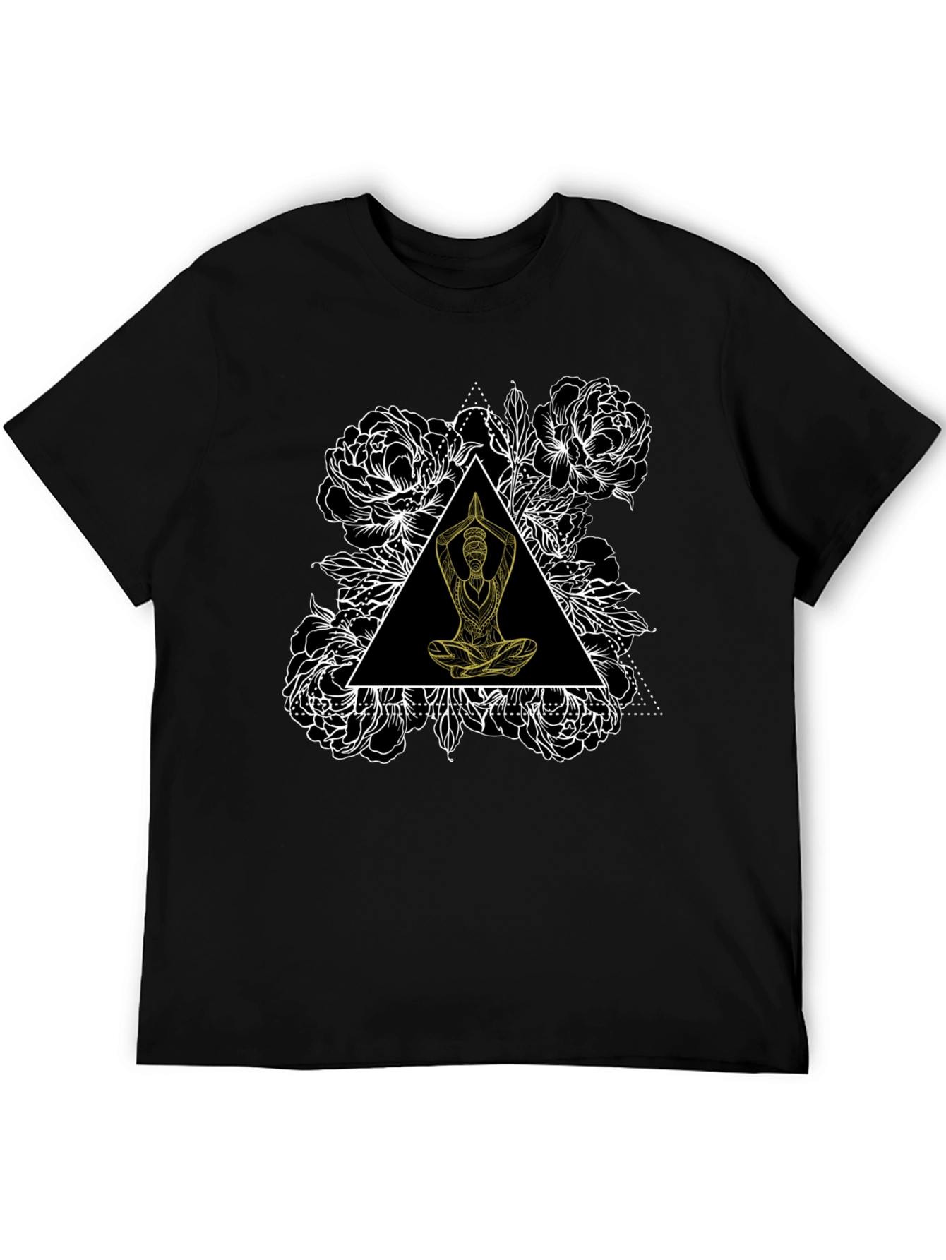 Yoga Floral Triangle Graphic Tee - Black