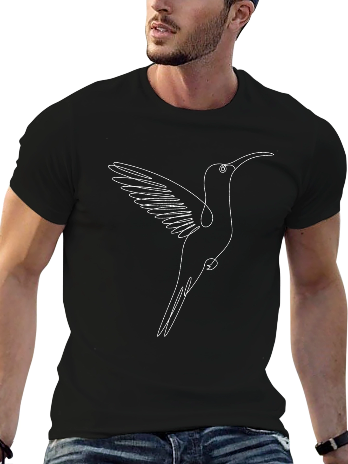 Hummingbird Graphic Tee - Modern Line Art T-Shirt
