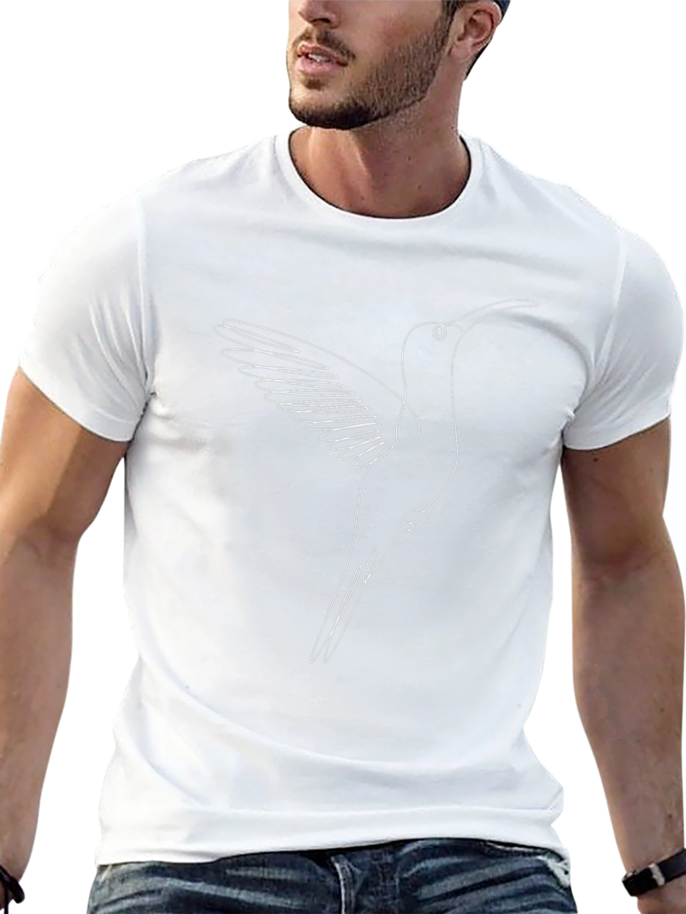 Hummingbird Graphic Tee - Modern Line Art T-Shirt