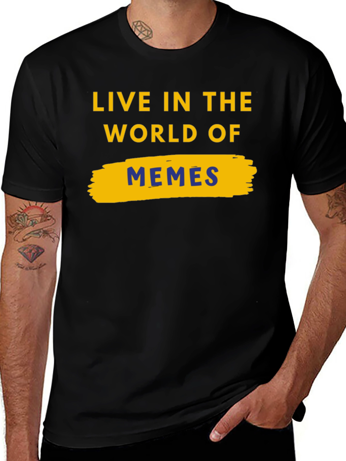 Live In The World Of Memes Black T-Shirt
