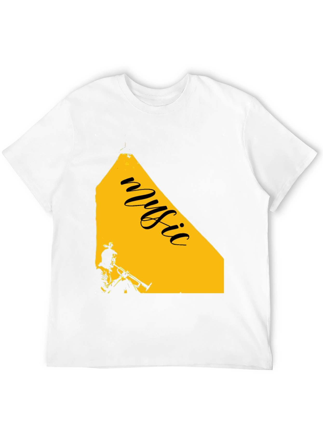 Music Trumpet Graphic Tee - Black Cotton Blend T-Shirt