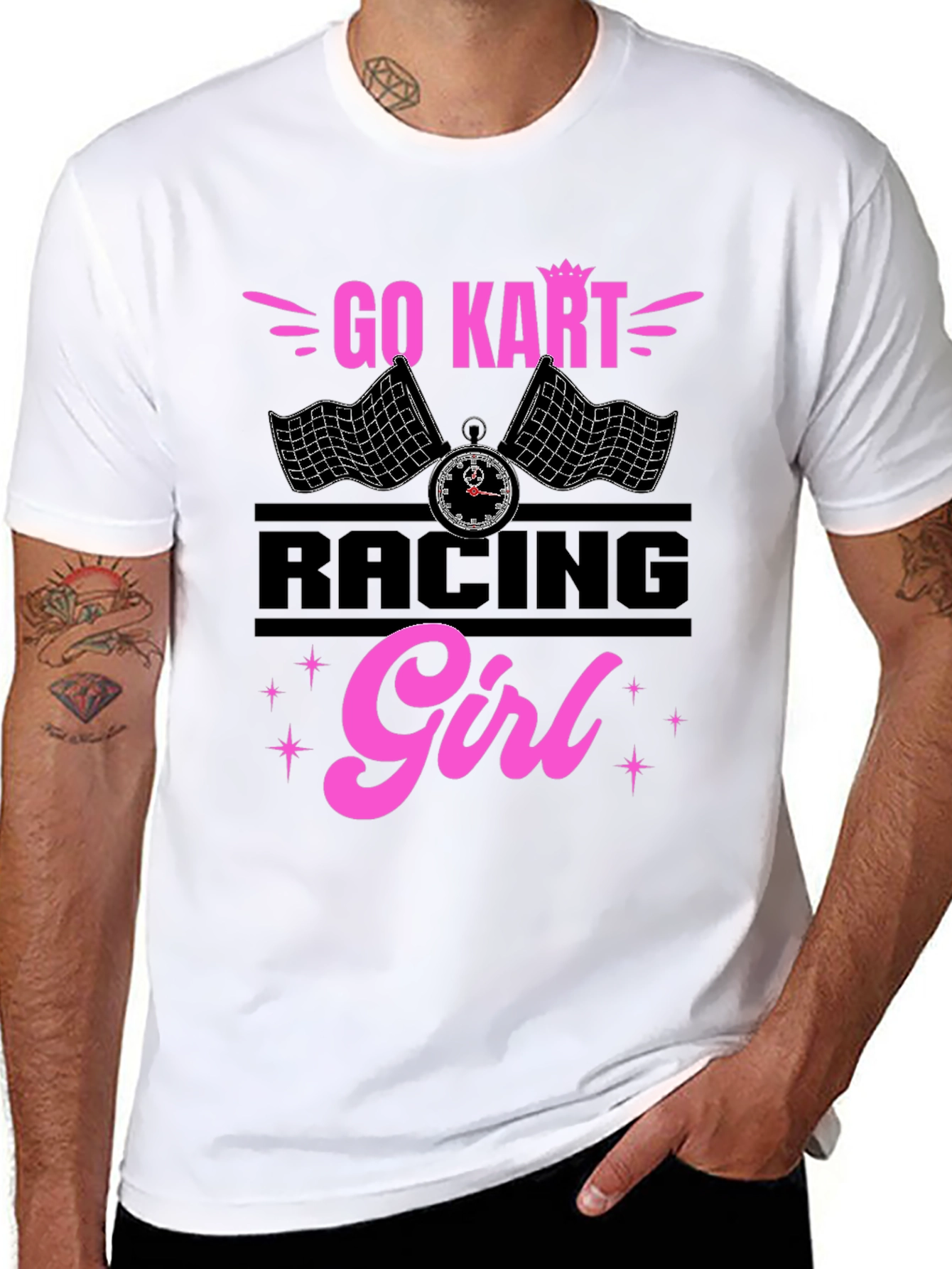 Go Kart Racing Girl T-Shirt - Black