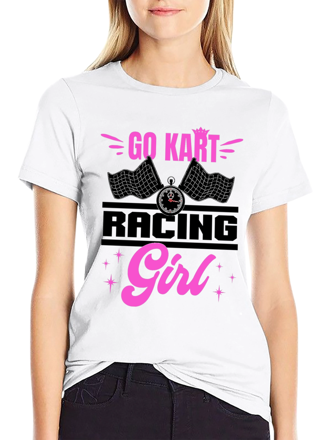 Go Kart Racing Girl T-Shirt - Black