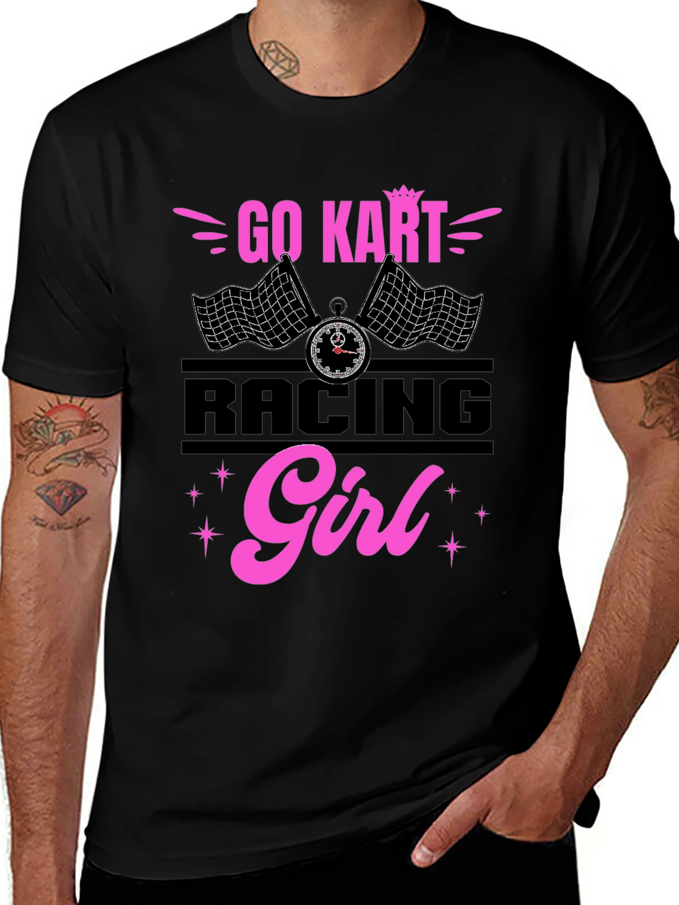 Go Kart Racing Girl T-Shirt - Black
