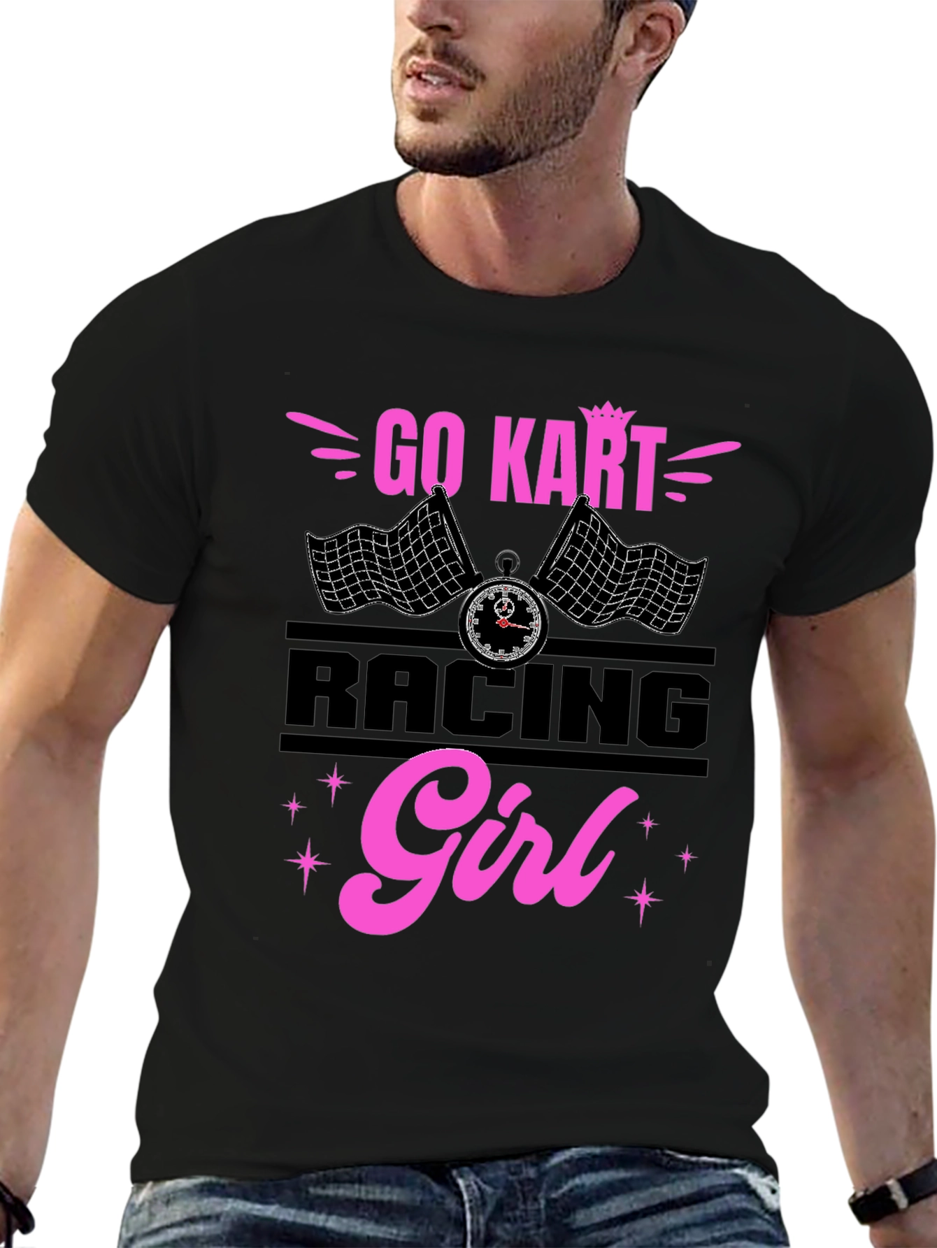 Go Kart Racing Girl T-Shirt - Black