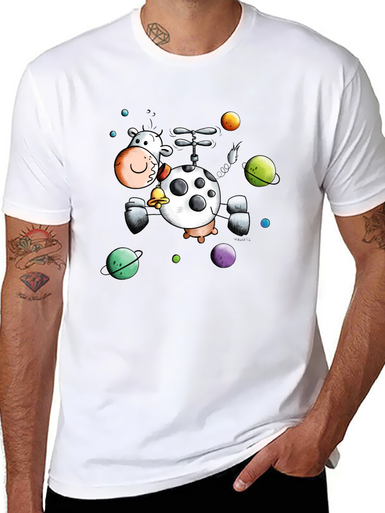 Whimsical Cow Helicopter Graphic Tee