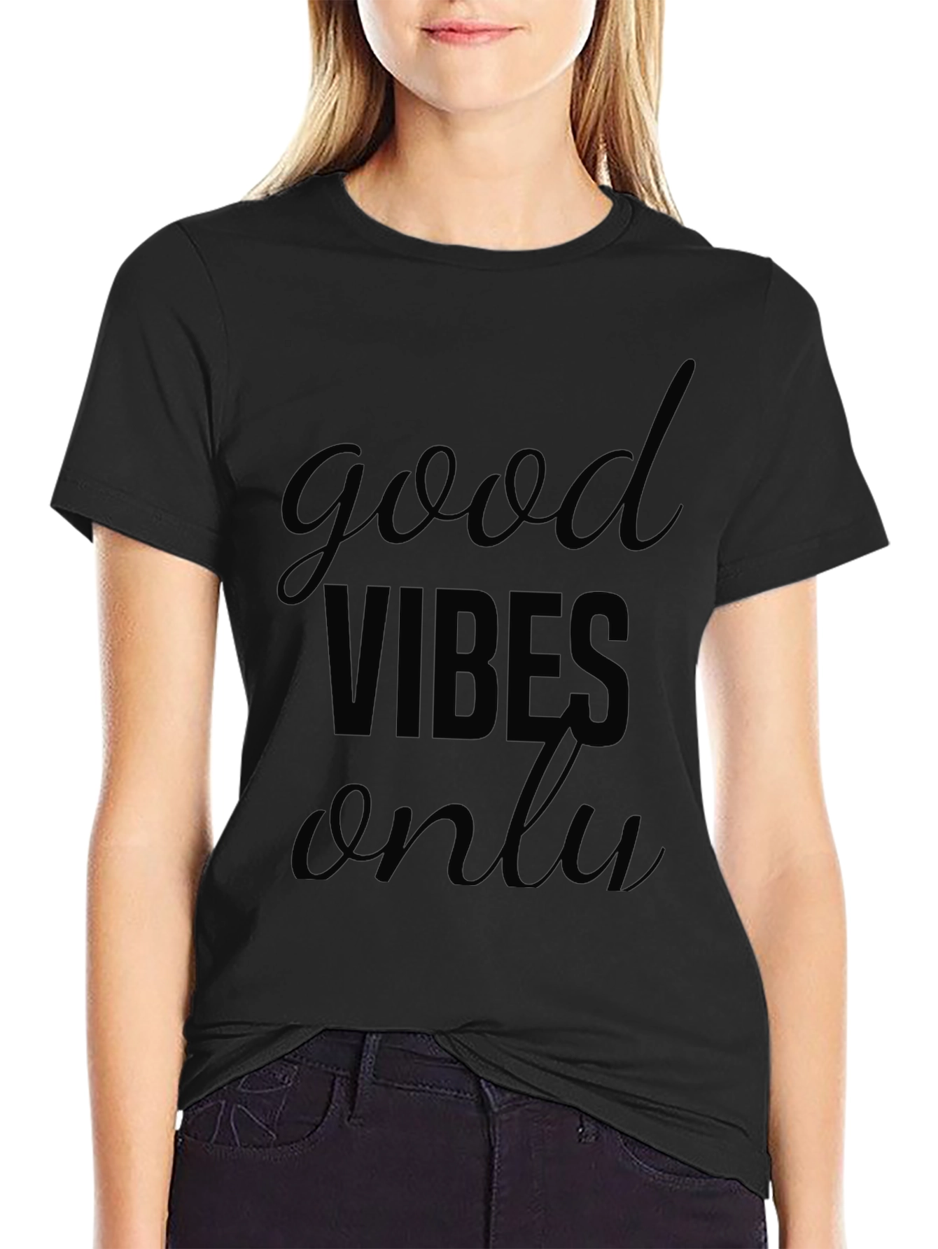 Good Vibes Only Graphic T-Shirt - Casual Black Tee