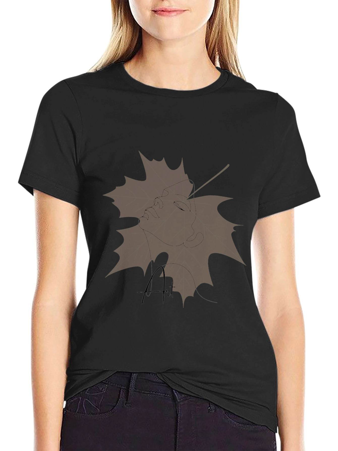 Artistic Portrait Graphic Tee - Stylish Black T-Shirt