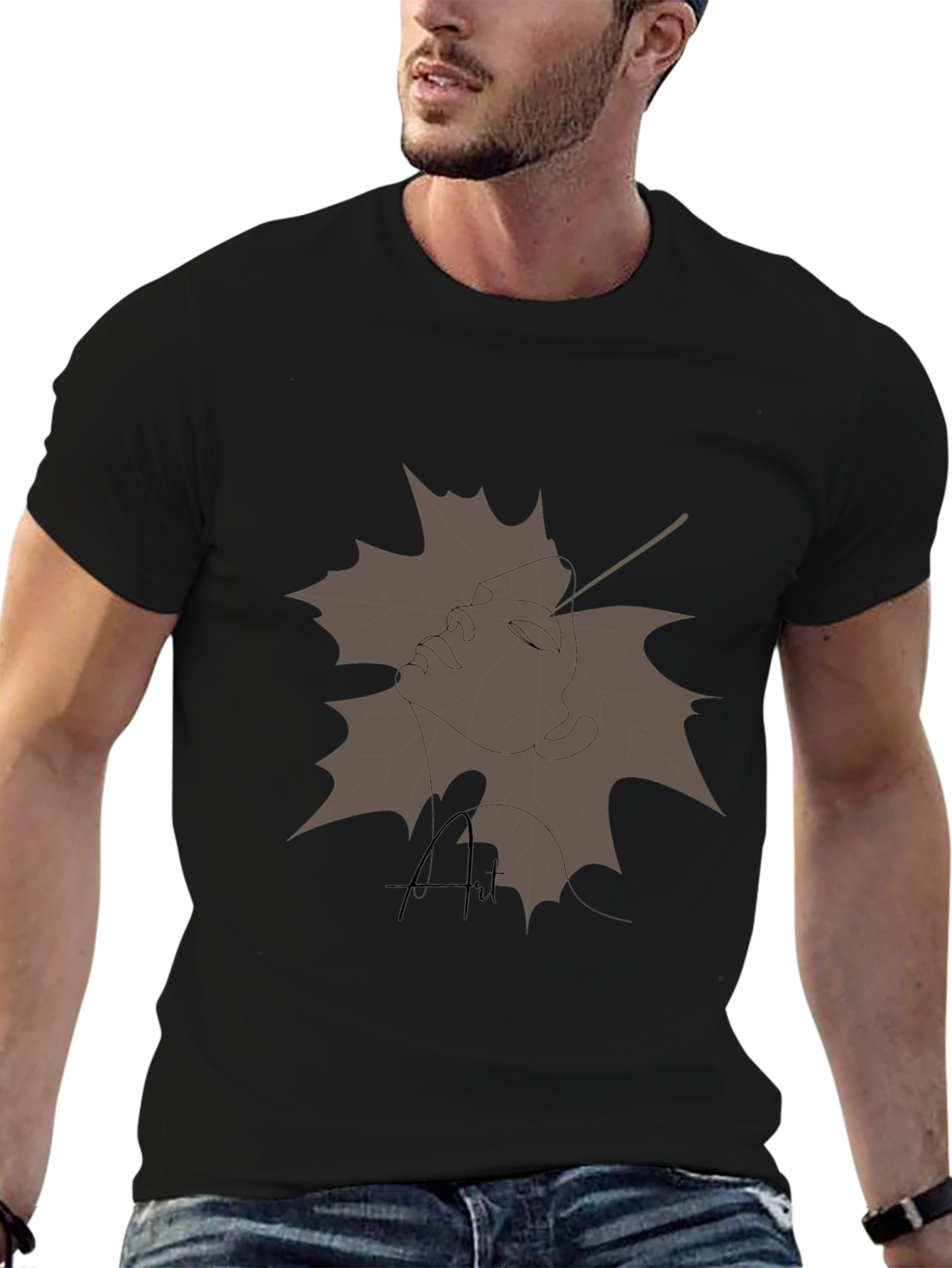 Artistic Portrait Graphic Tee - Stylish Black T-Shirt
