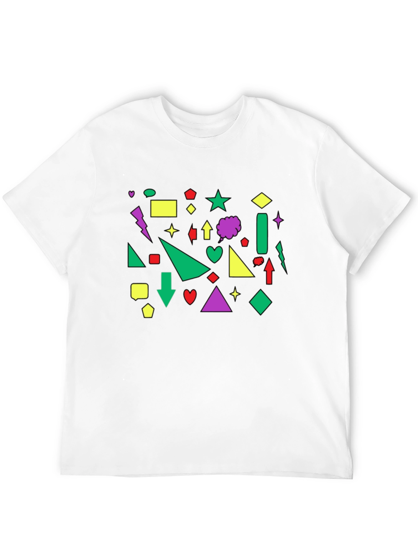 Geometric Shape Print Black Crew Neck T-Shirt