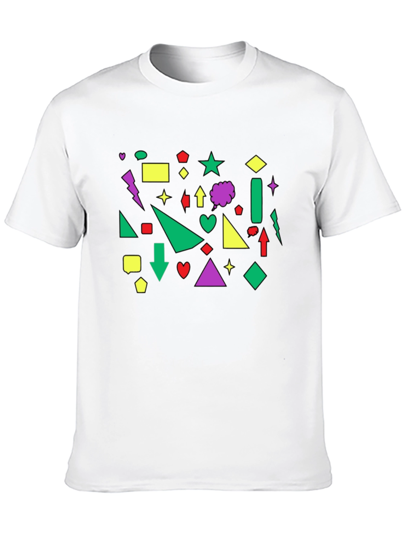 Geometric Shape Print Black Crew Neck T-Shirt