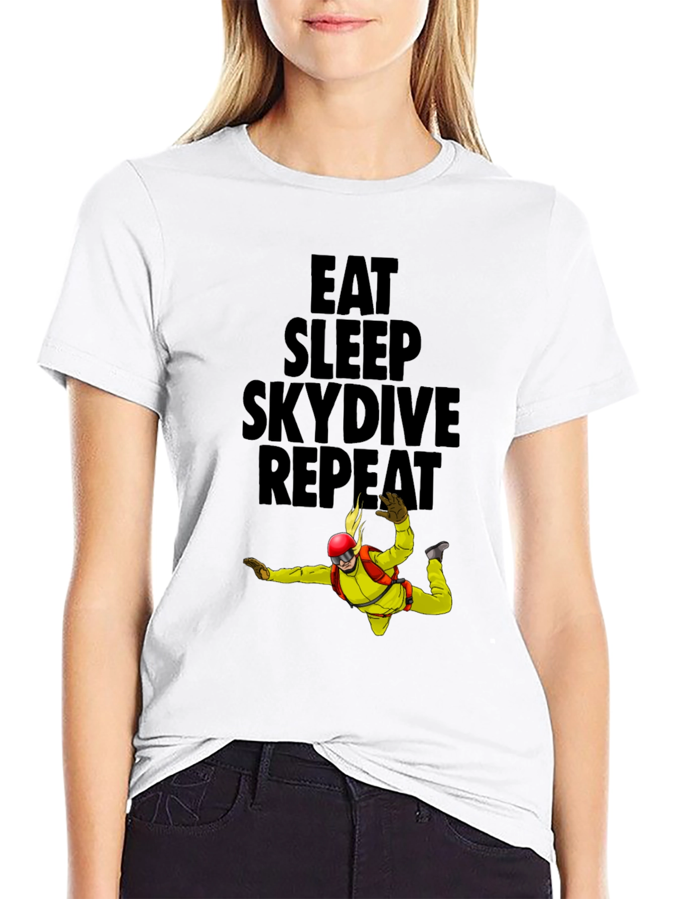 Eat Sleep Skydive Repeat Black T-Shirt