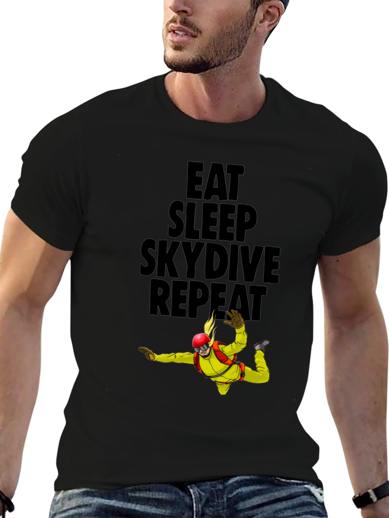 Eat Sleep Skydive Repeat Black T-Shirt