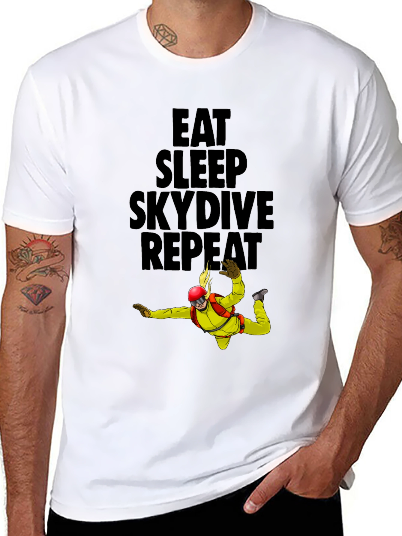 Eat Sleep Skydive Repeat Black T-Shirt
