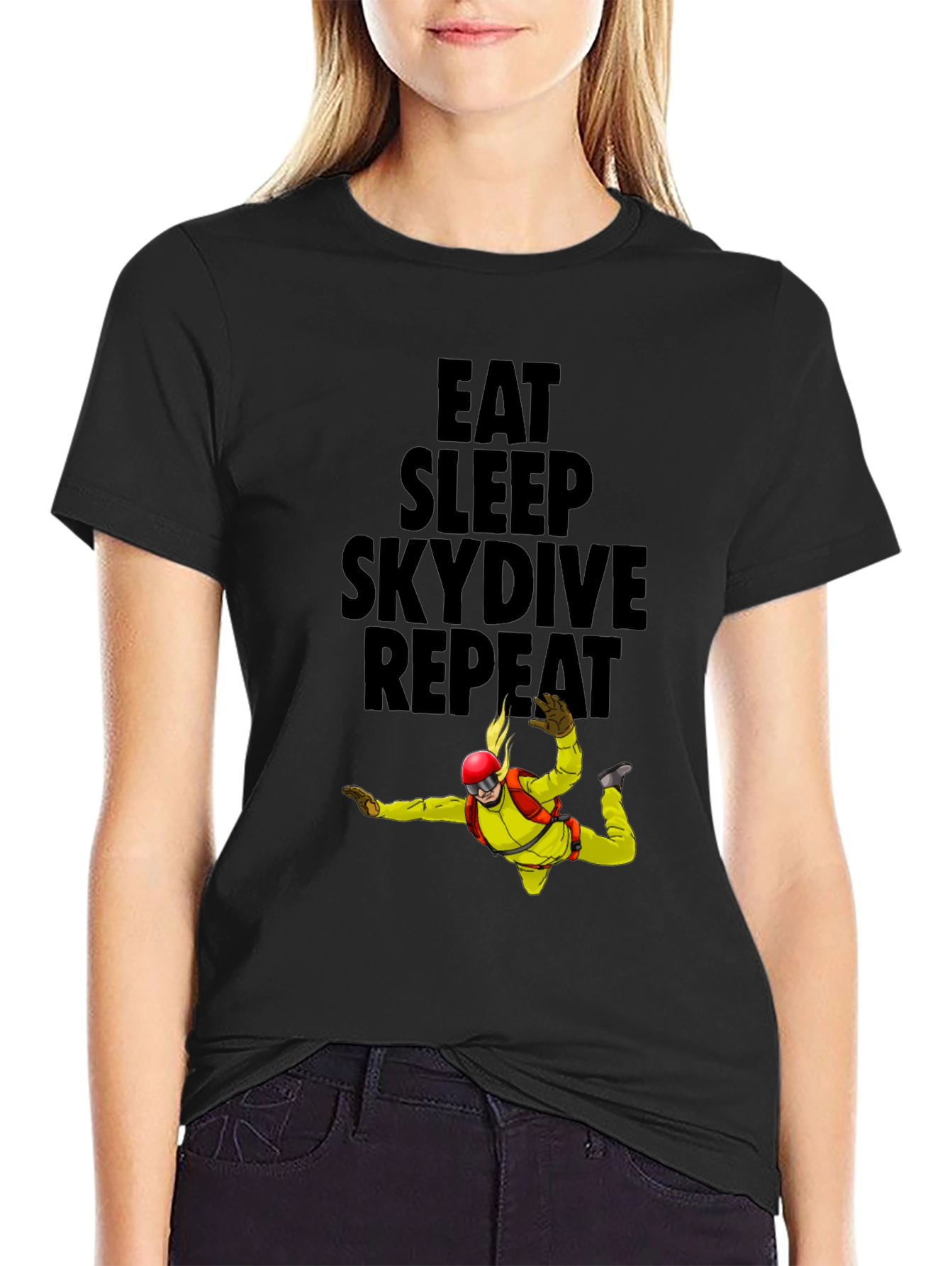 Eat Sleep Skydive Repeat Black T-Shirt