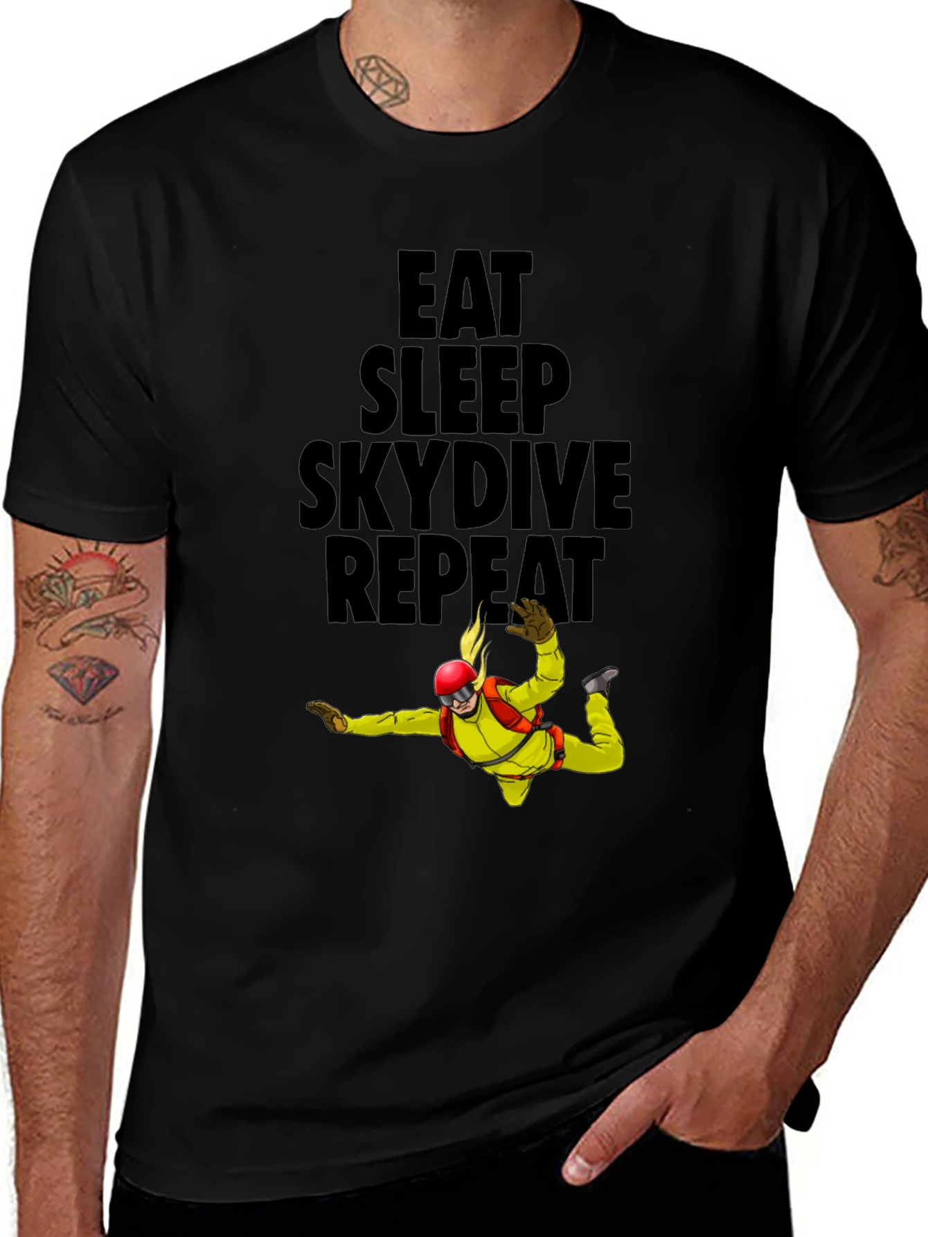 Eat Sleep Skydive Repeat Black T-Shirt