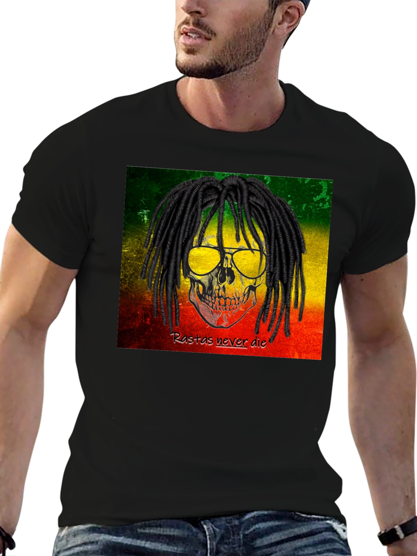 Rasta Skull Graphic Tee - Never Die