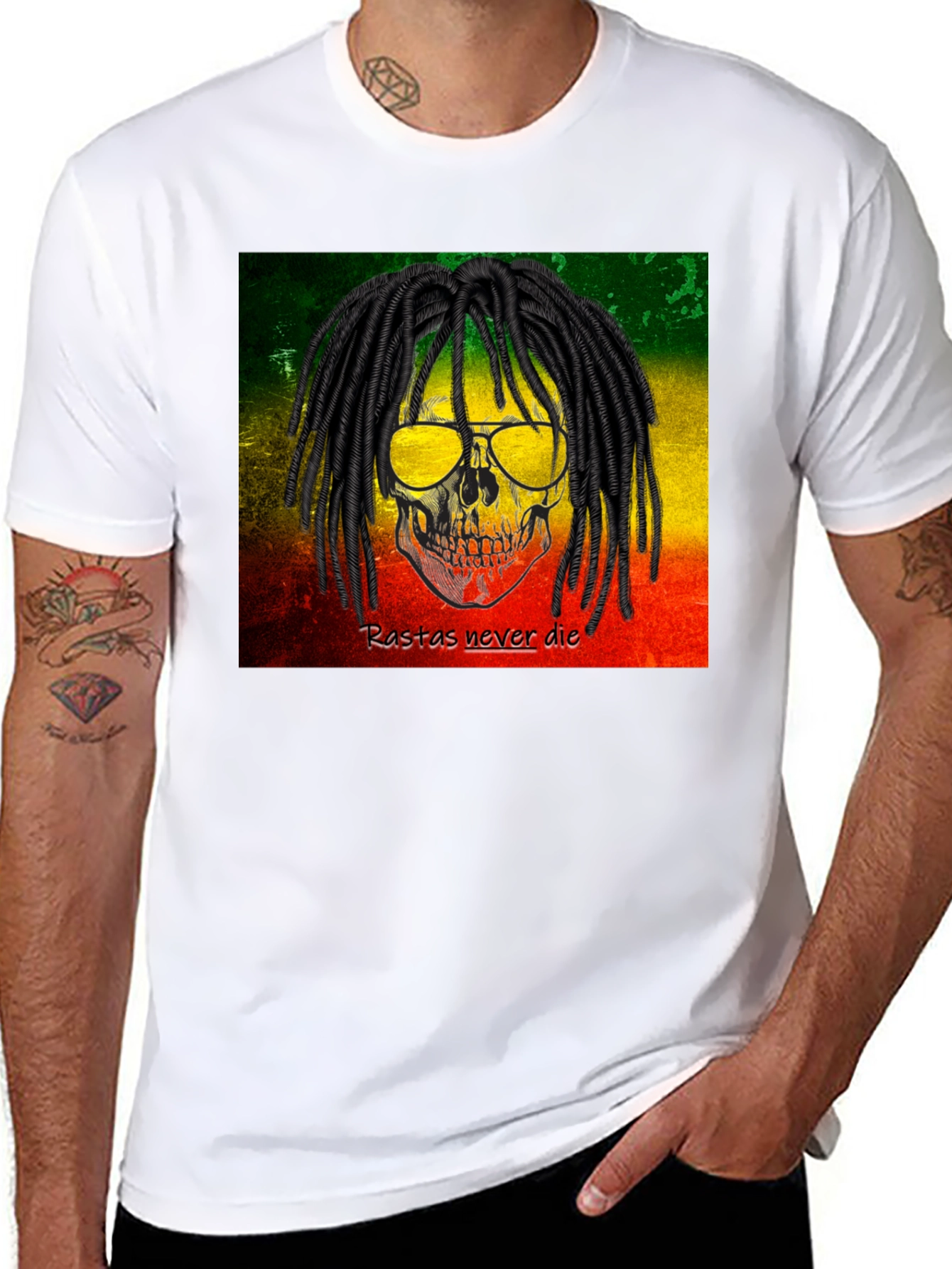 Rasta Skull Graphic Tee - Never Die
