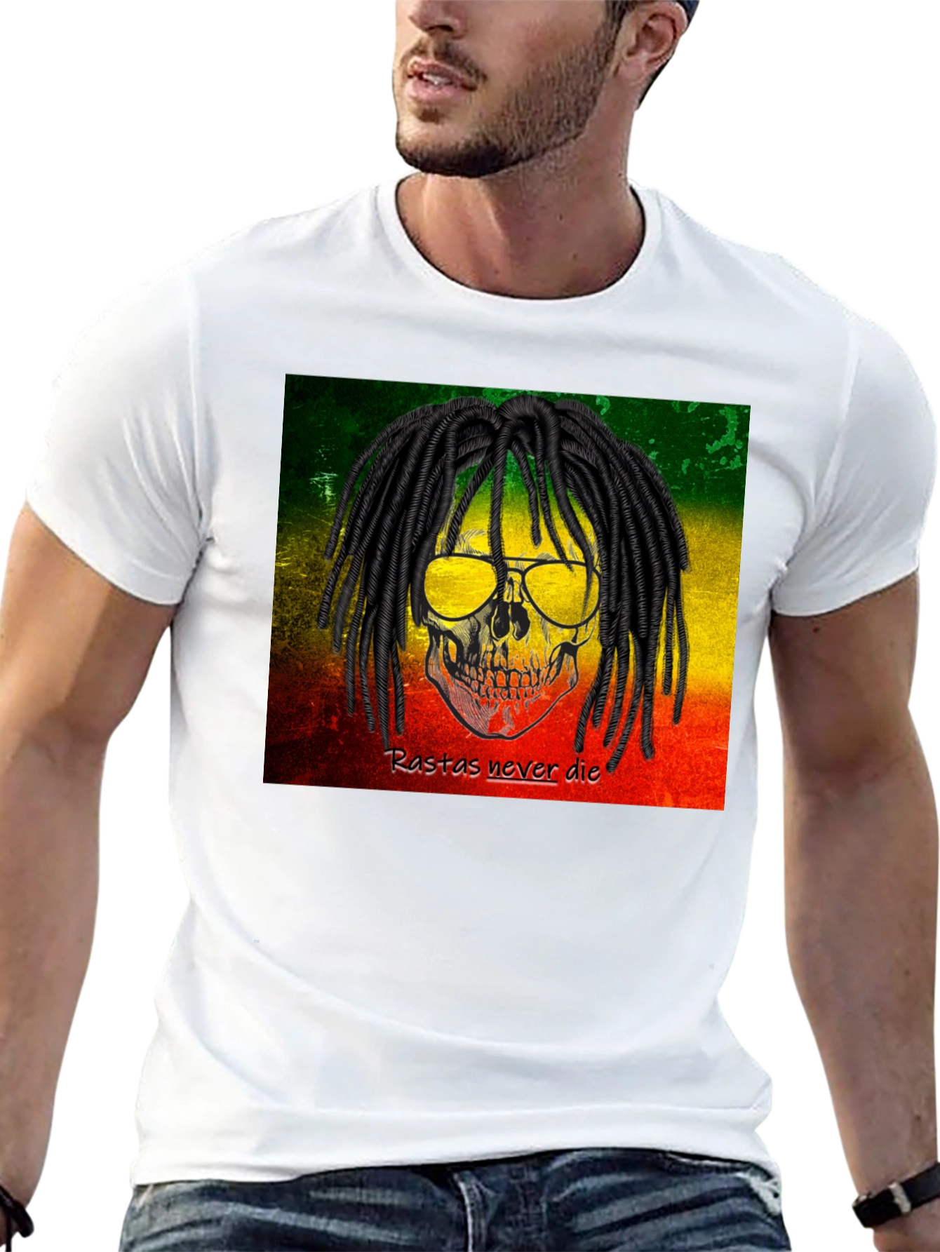 Rasta Skull Graphic Tee - Never Die