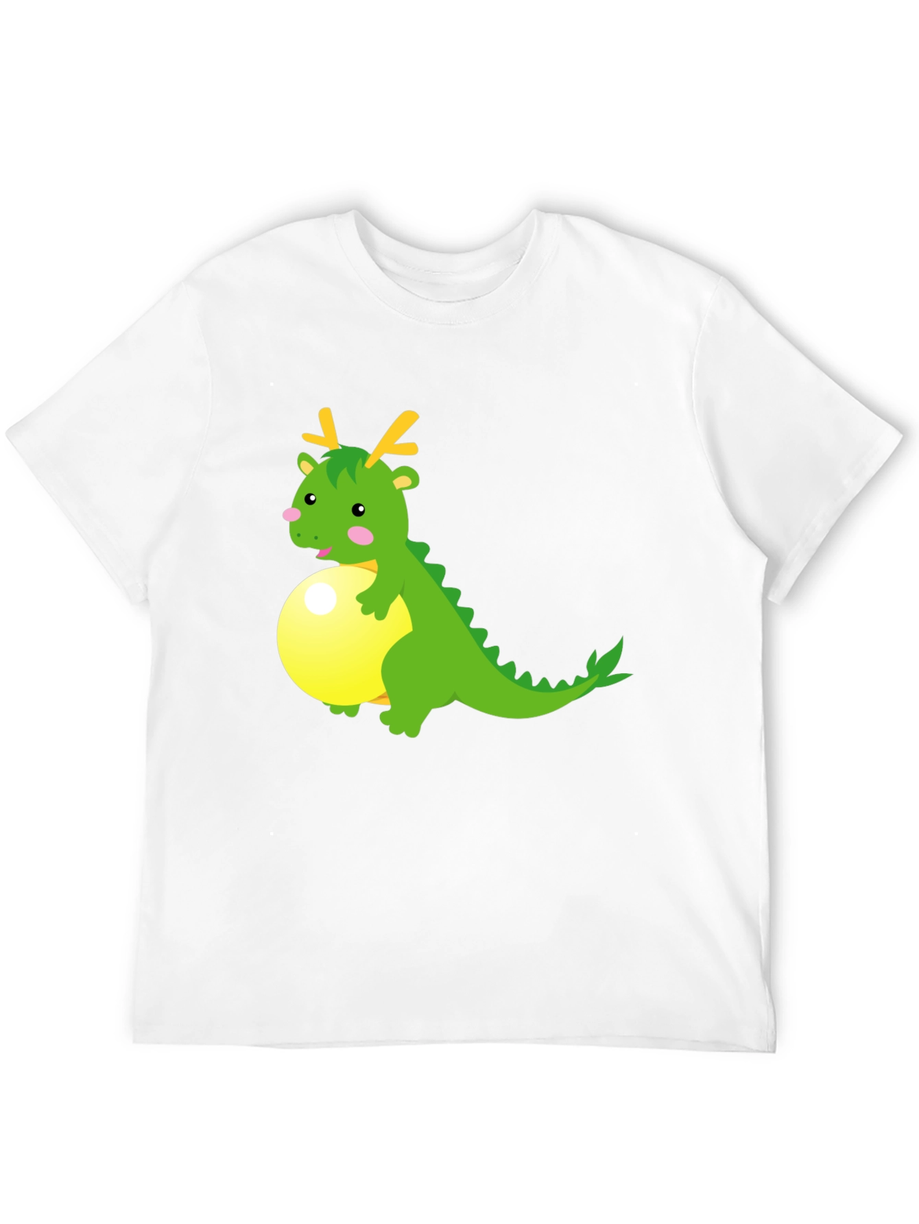 Cartoon Dragon on Ball Graphic Tee - Black
