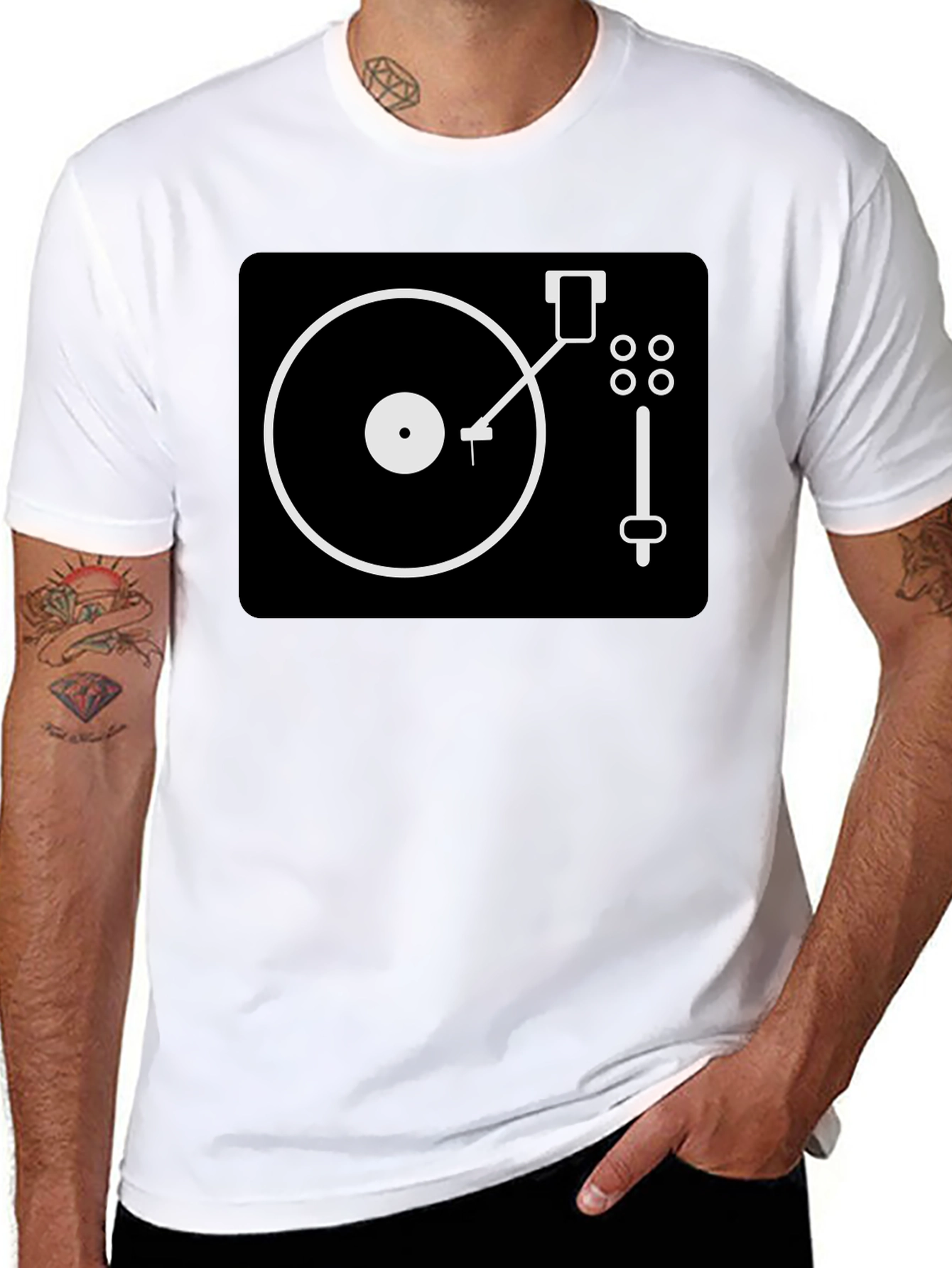 DJ Turntable Graphic Tee - Black