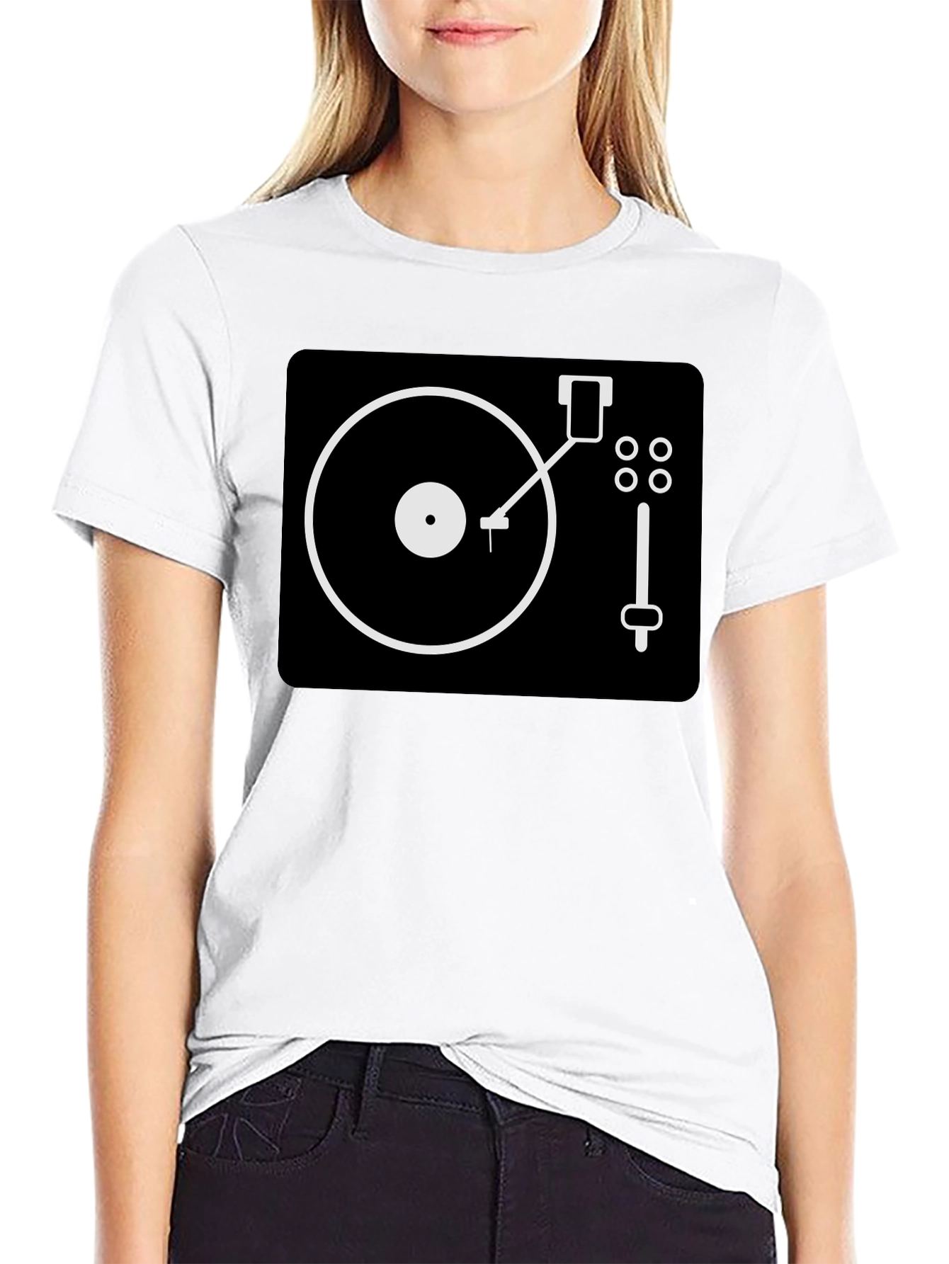 DJ Turntable Graphic Tee - Black
