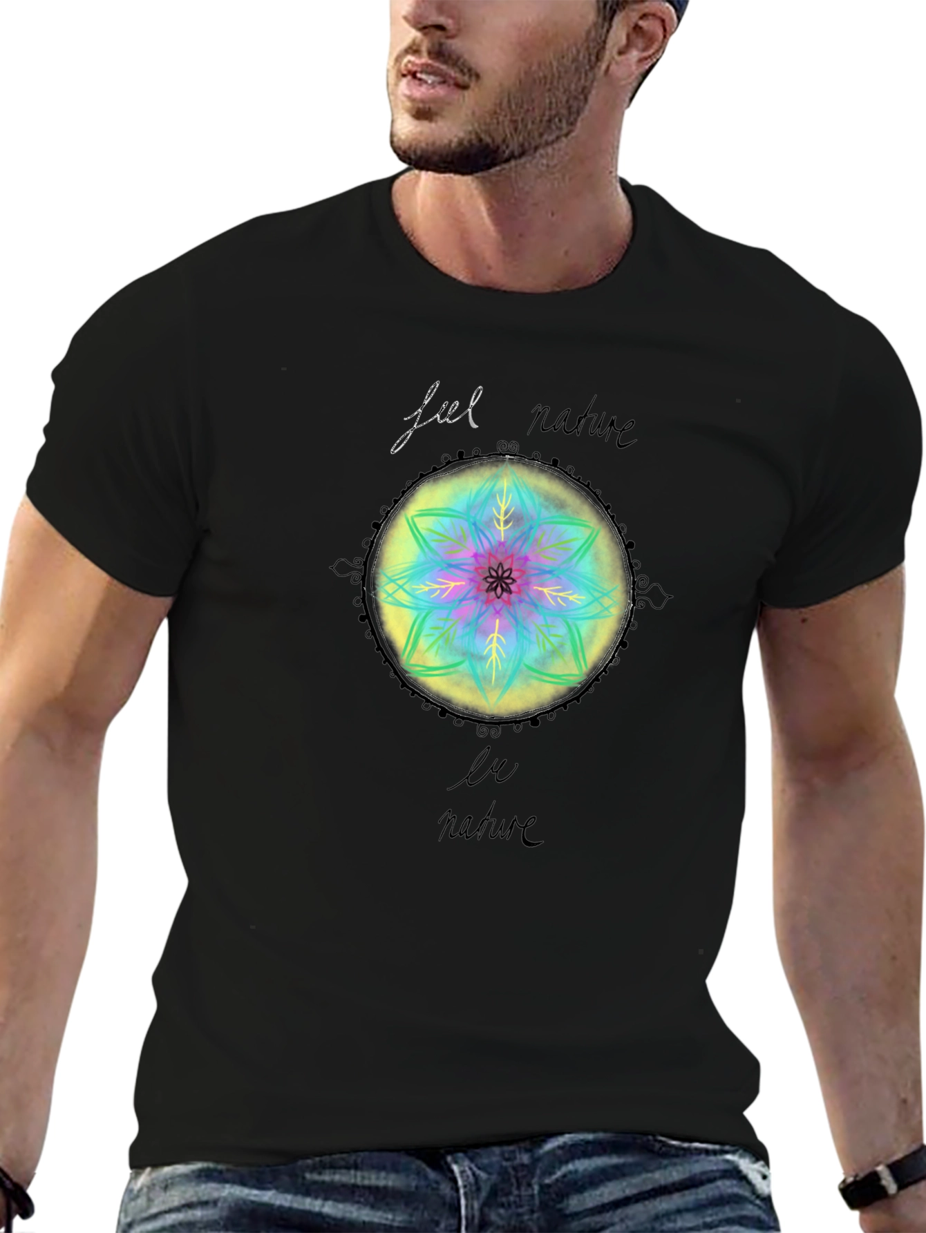 Nature Mandala Graphic Tee - Black